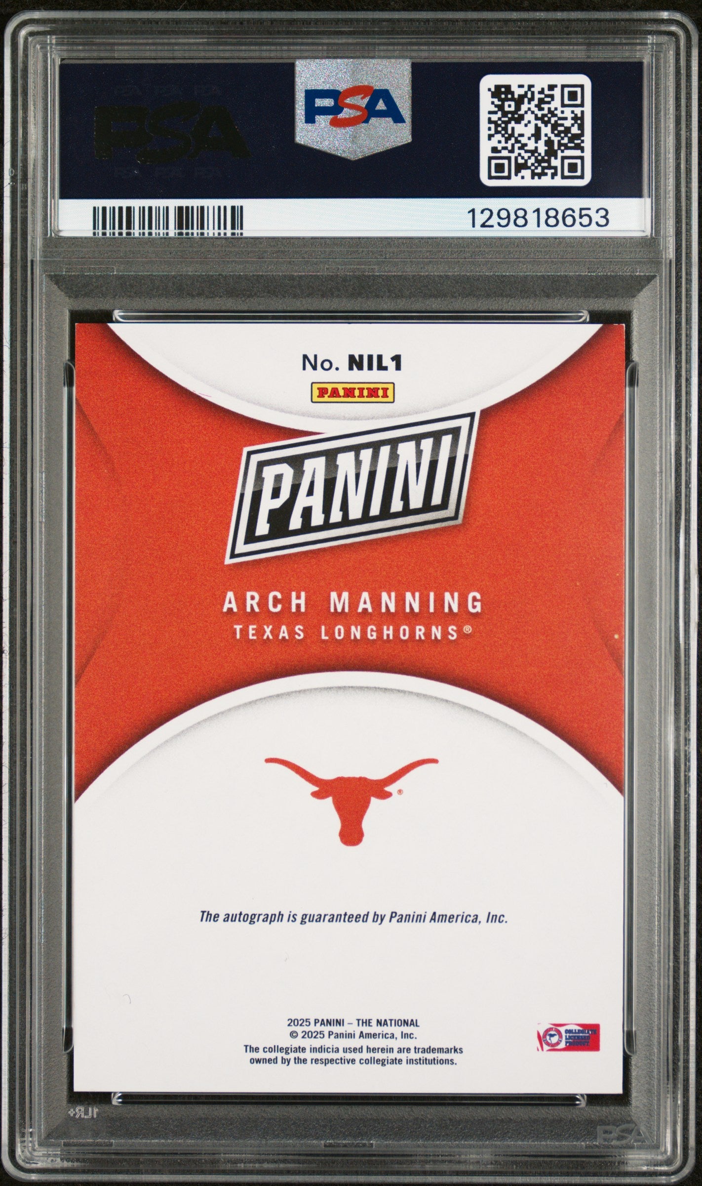 2025 National Convention - Arch Manning - Silver NIL Auto #1 -  PSA 9