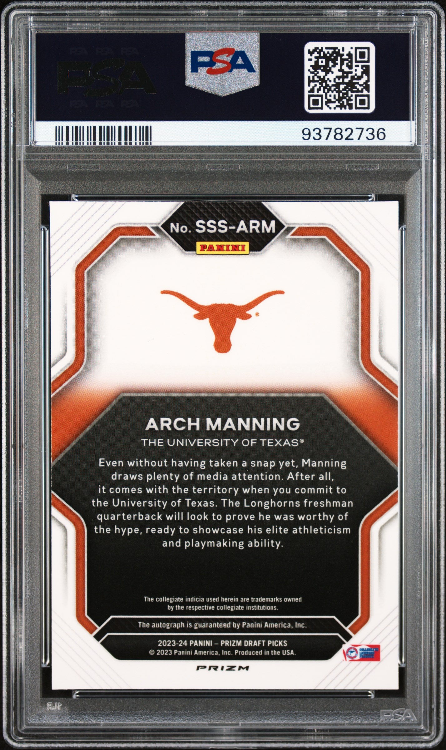 2023 Prizm Draft Pick - Arch Manning - Saturday Star Auto - PSA 10 - GEM MINT
