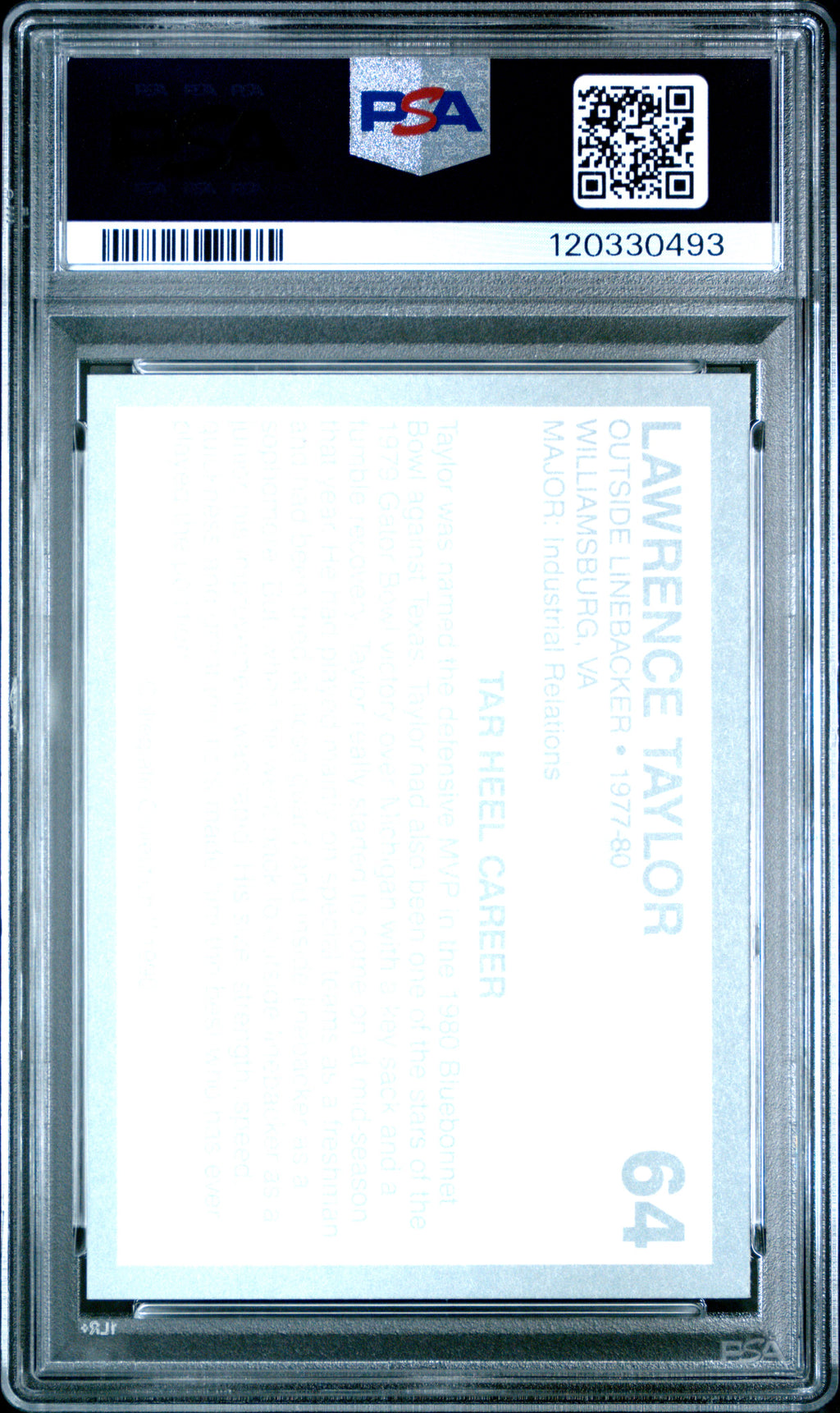 1990 Collegiate Collection North Carolina Lawrence Taylor #64 PSA 8