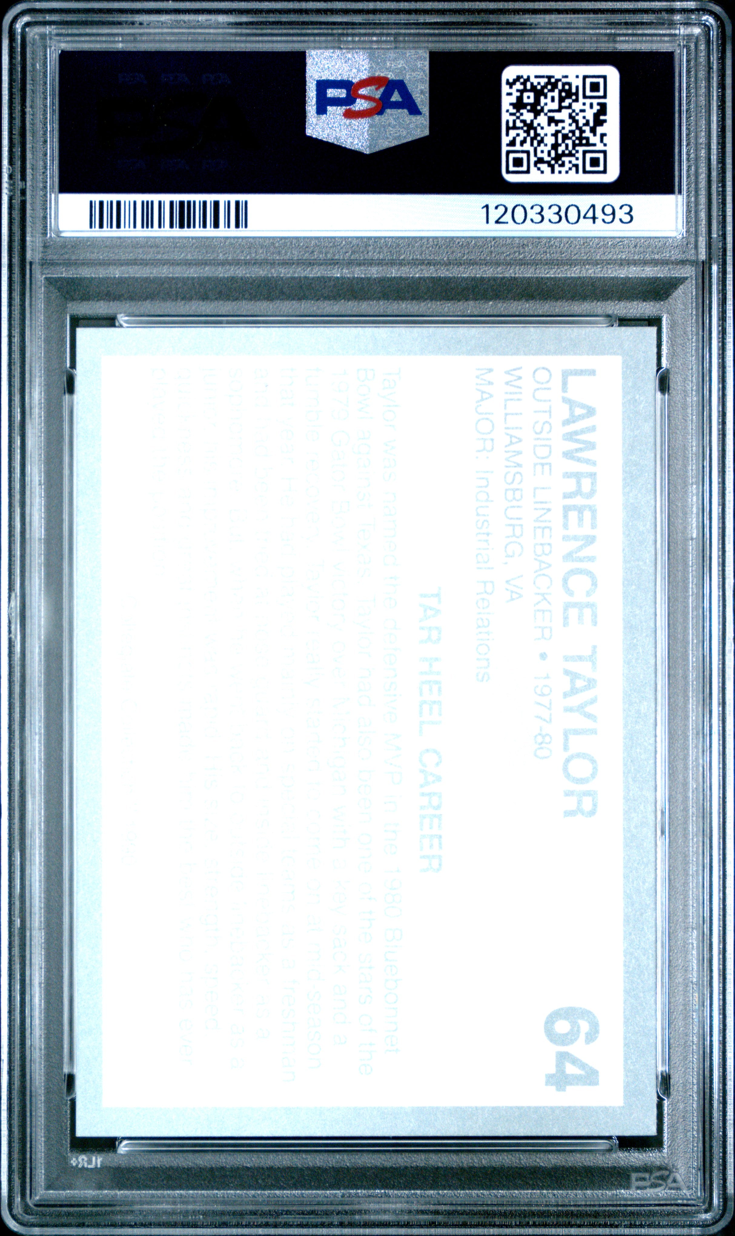 1990 Collegiate Collection North Carolina Lawrence Taylor #64 PSA 8