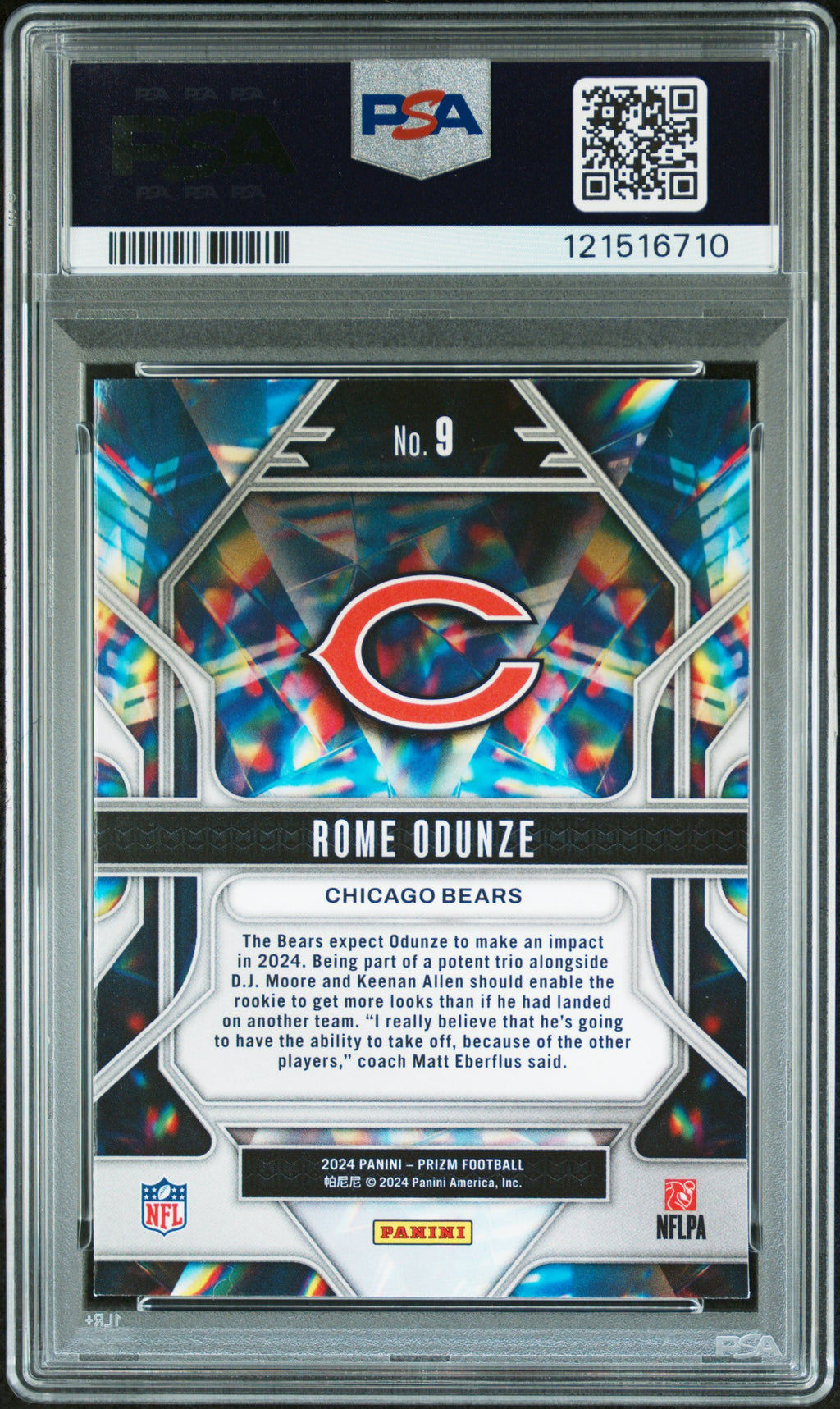 2024 Prizm - Rome Odunze - Prizmatic - #9 - PSA 8