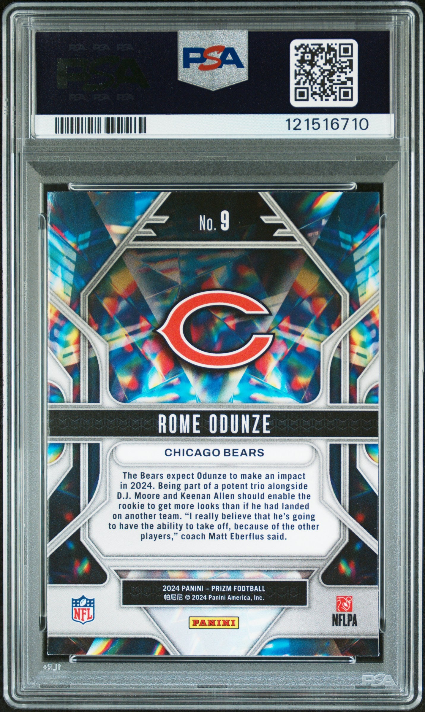 2024 Prizm - Rome Odunze - Prizmatic - #9 - PSA 8
