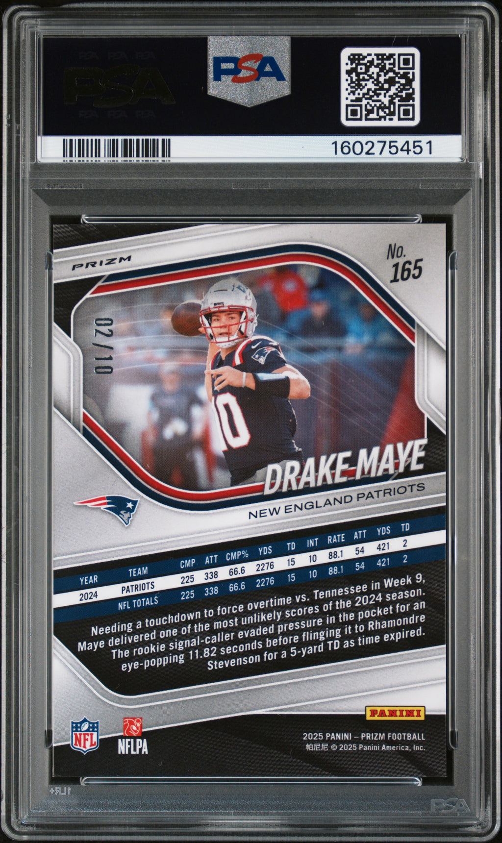 2025 Panini Prizm Drake Maye Gold 2/10 #165 PSA 10