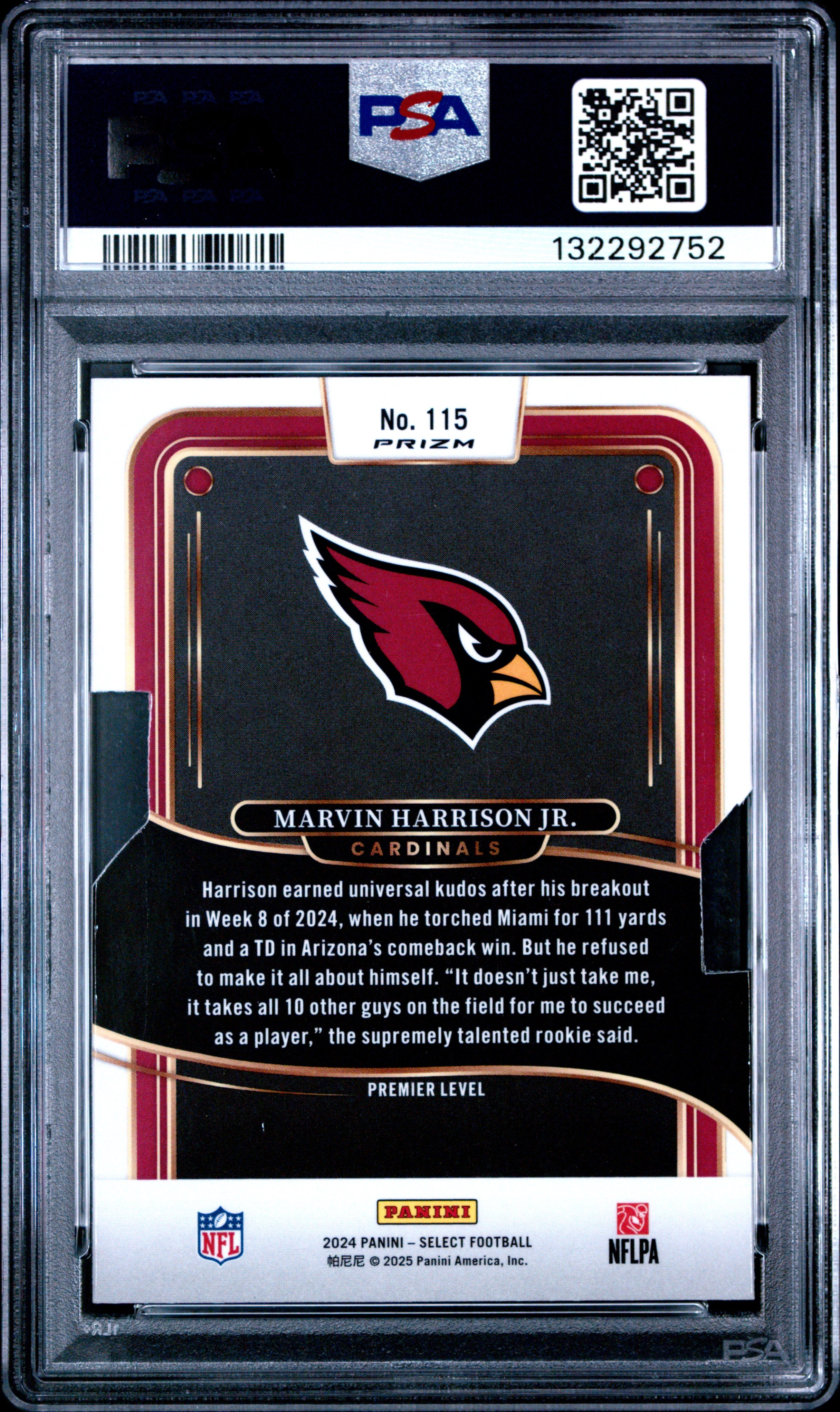 2024 Panini Select Marvin Harrison JR. Die Cut Silver Prizm #115 PSA 9