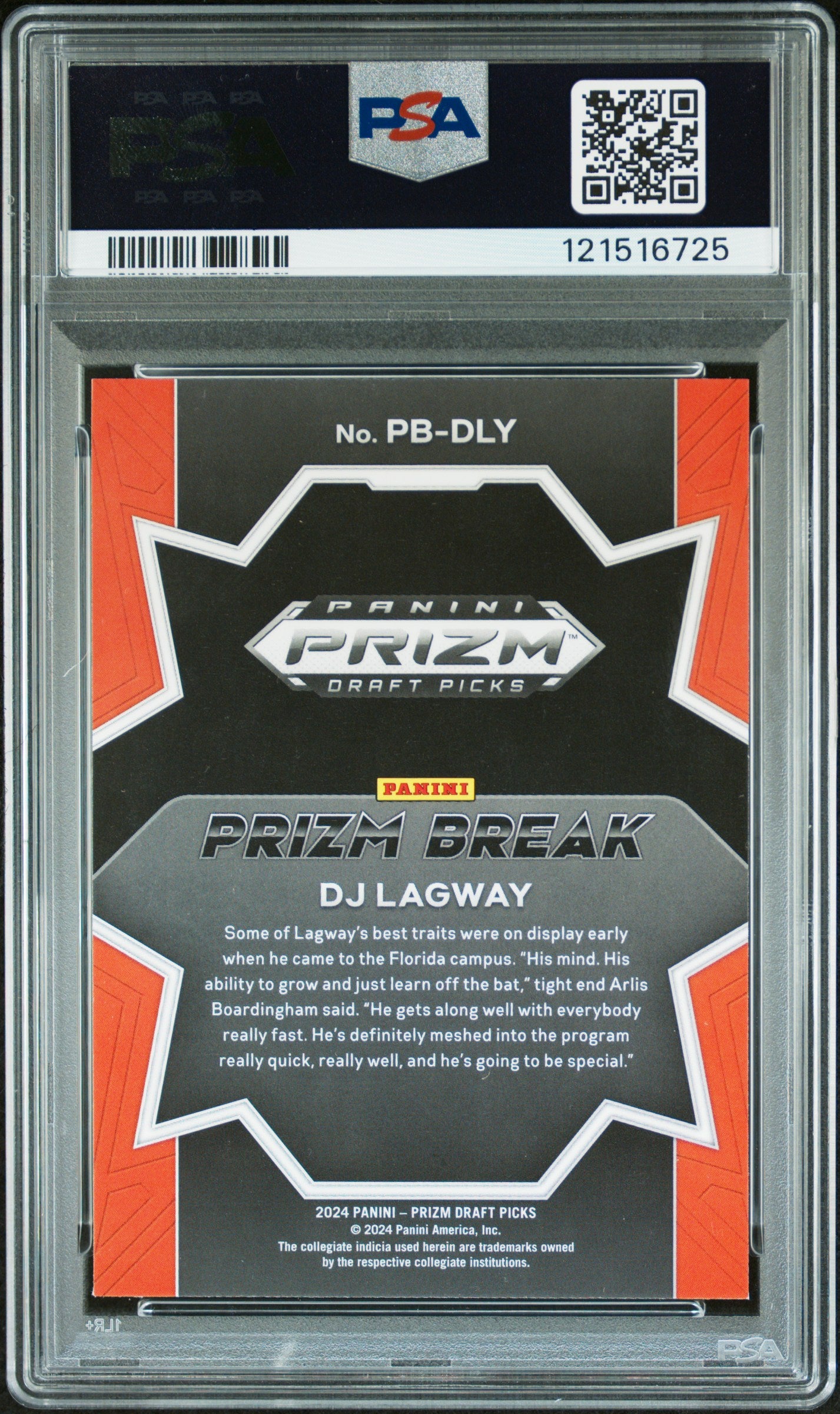 2024 Prizm Draft Picks -  DJ Lagway - Prizm Break #PBDLY - PSA 10 - GEM MINT