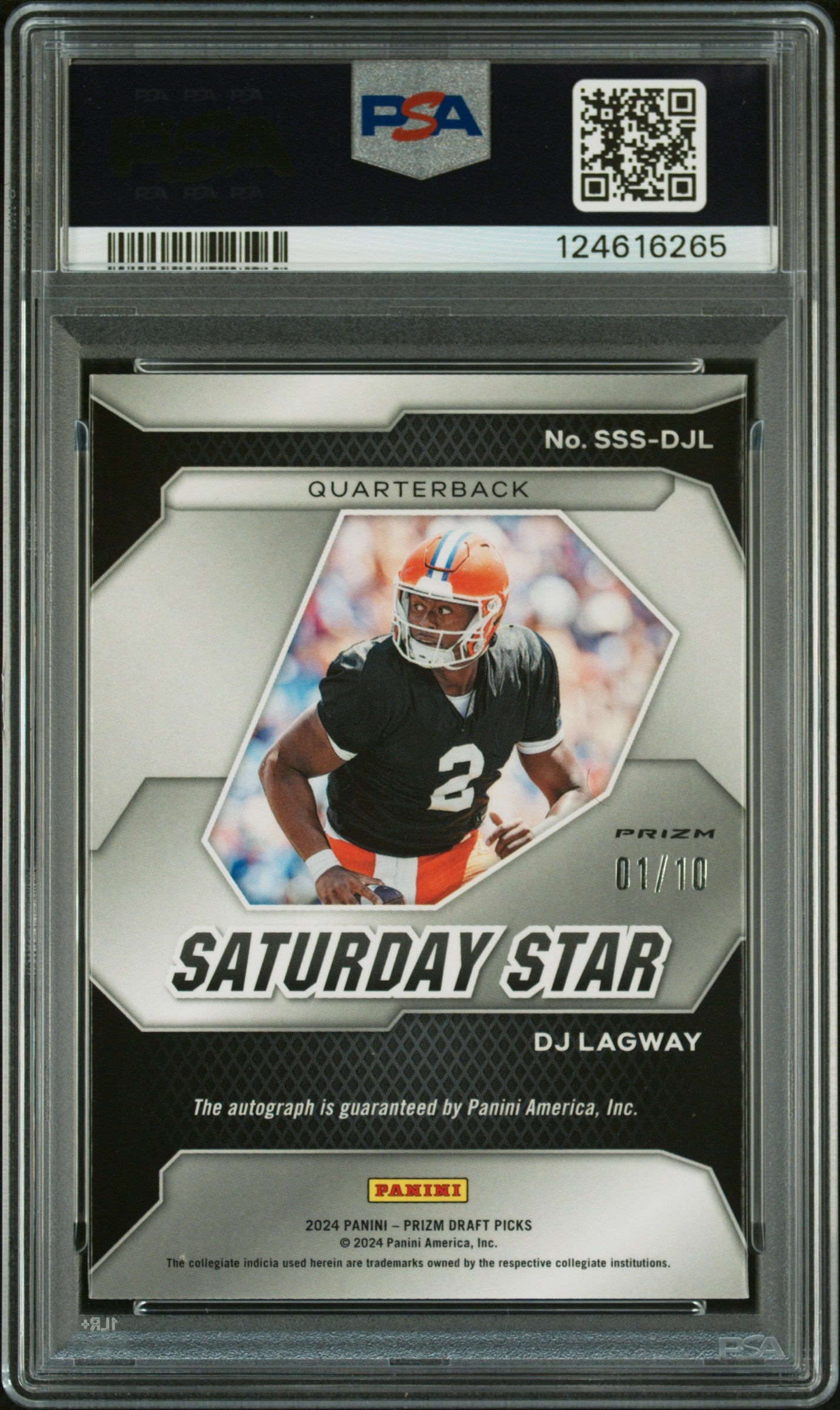 2024 Prizm Draft Picks - DJ Lagway - Saturday Star Gold /10 - PSA 10 - GEM MINT
