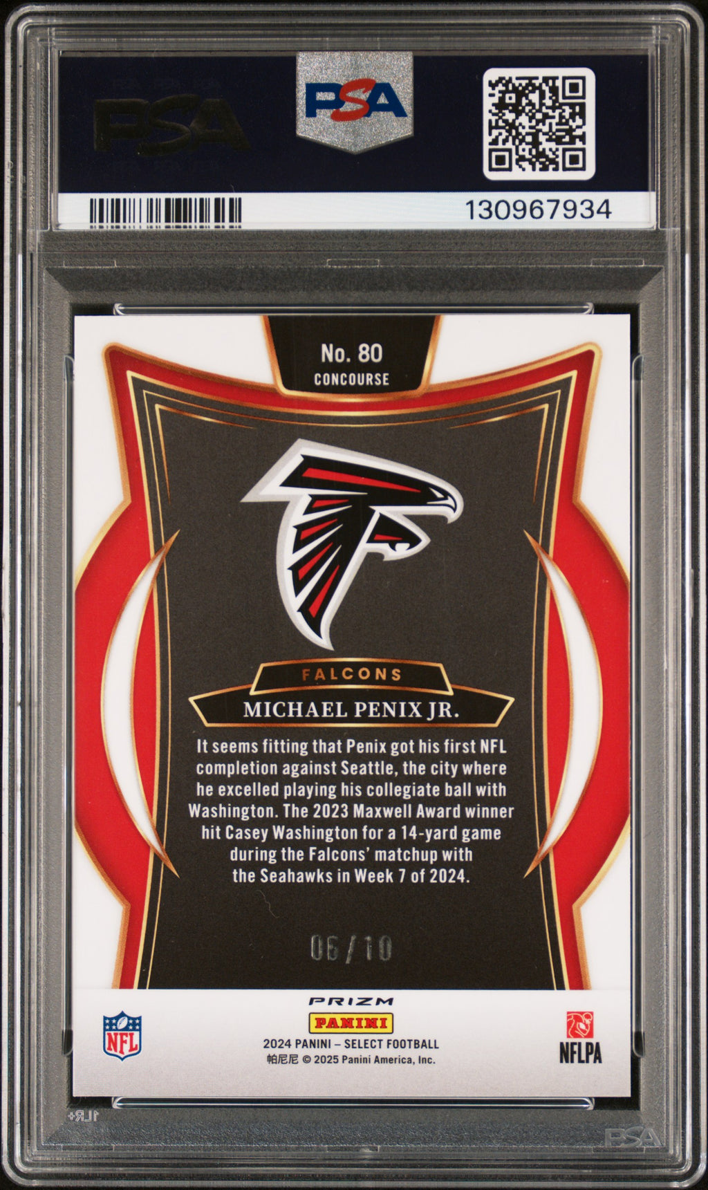 2024 Select - Michael Penix Jr.- Gold Prizm 6/10 #80 - RC Rookie-PSA 10 GEM MINT