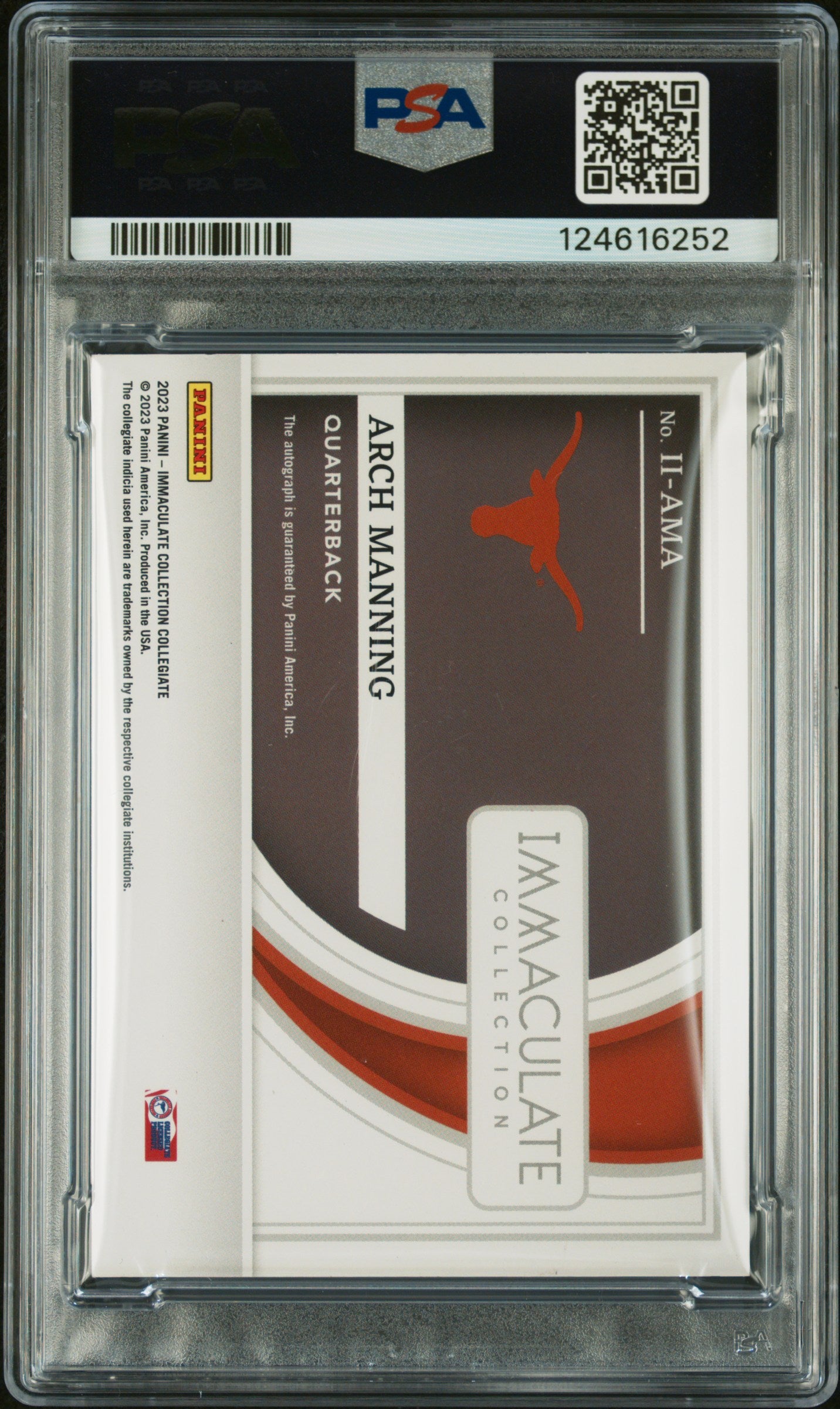 2023 Immaculate - Arch Manning - Introductions Auto Gold 06/10 - #IIAMA - PSA 8