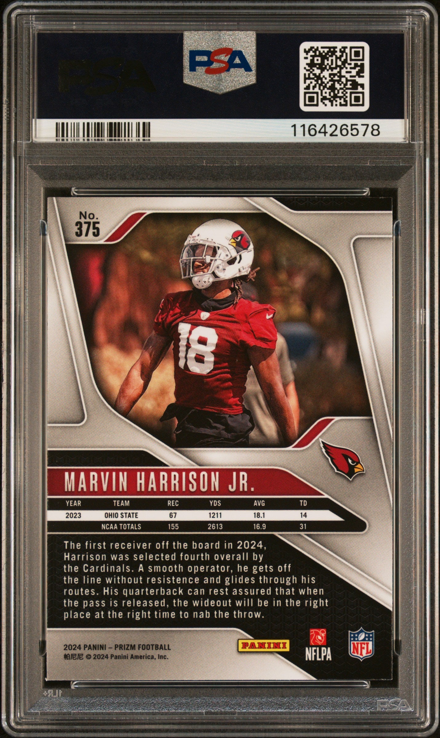 2024 Prizm - Marvin Harrison JR. - RC Rookie - #375 - PSA 10 -GEM MINT