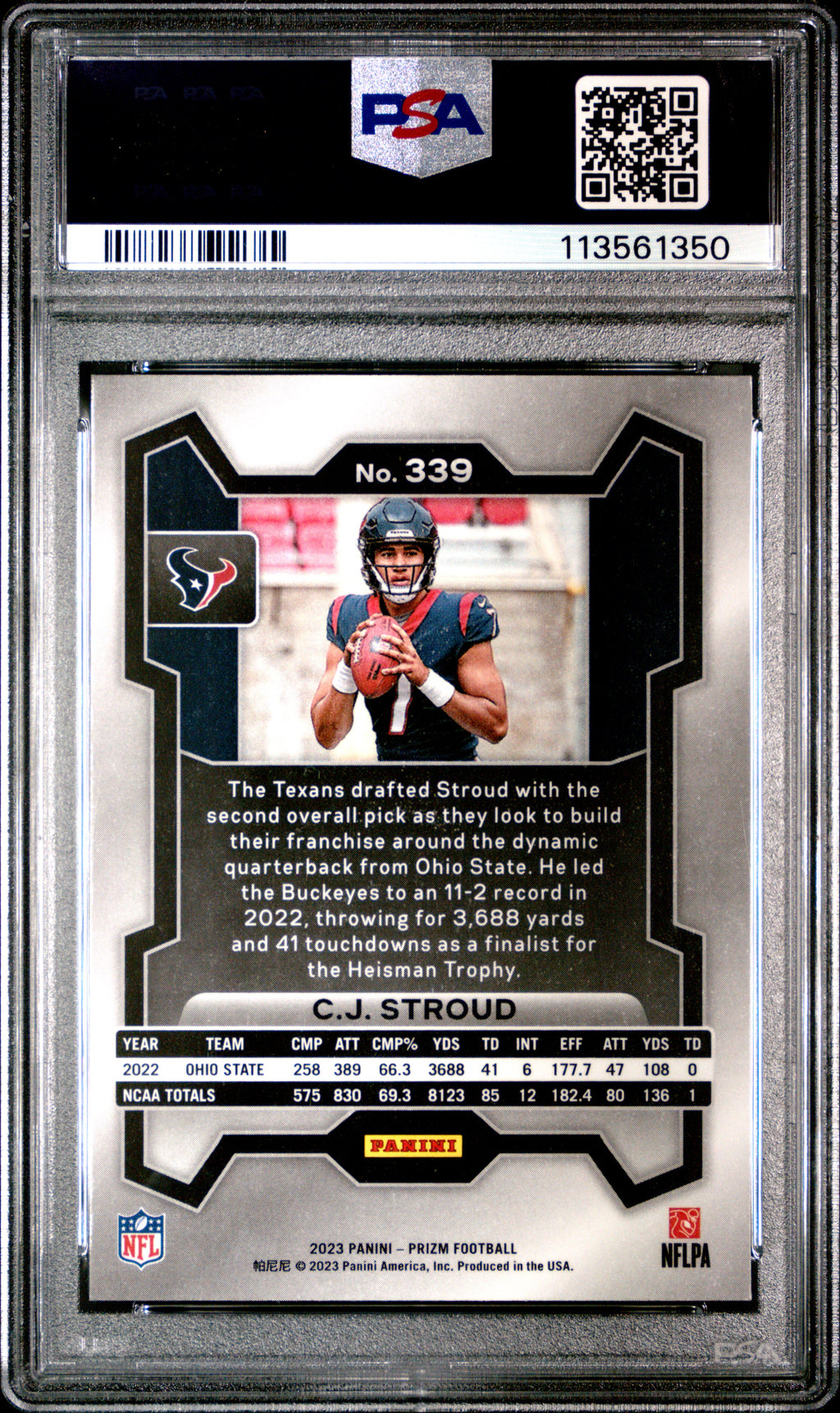 2023 Panini Prizm CJ Stroud #339 PSA 9