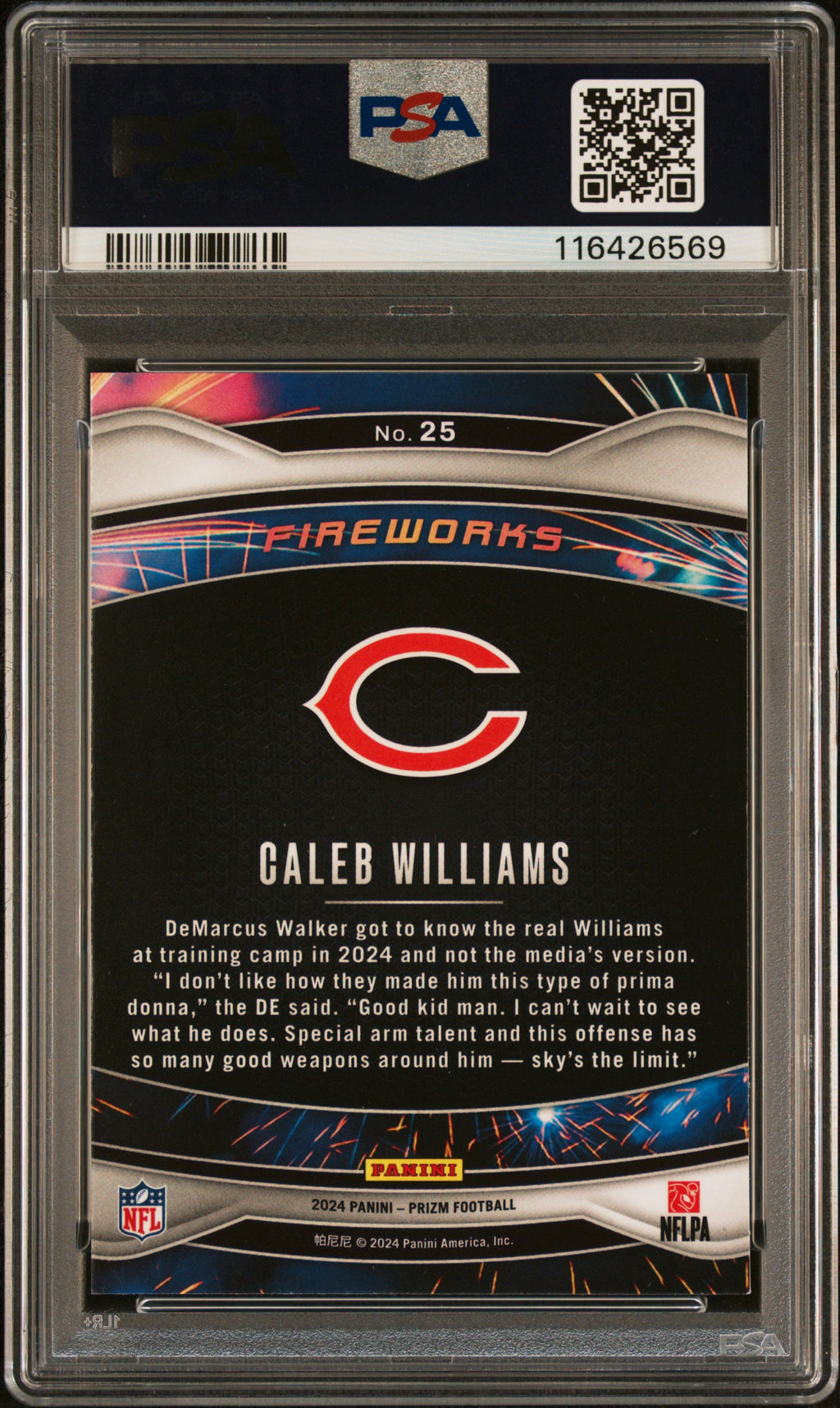 2024 Prizm - Caleb Williams - Fireworks - #25 - PSA 9
