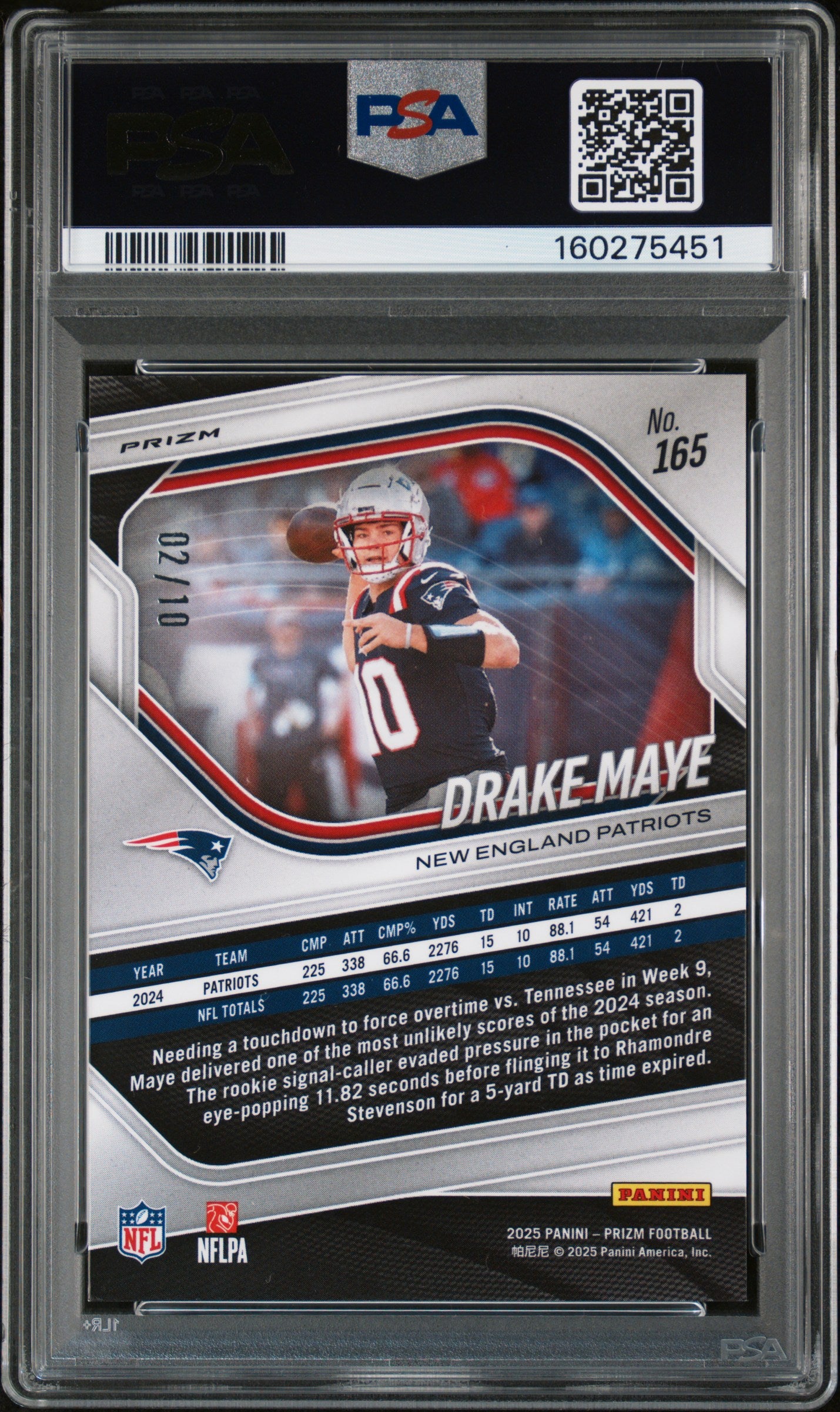 2025 Panini Prizm Drake Maye Gold 2/10 #165 PSA 10