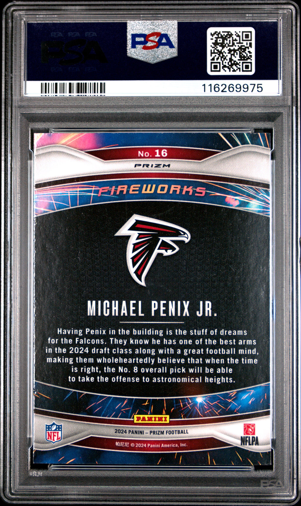 2024 Prizm - Michael Penix JR. - Fireworks No Huddle - #16 - PSA 9