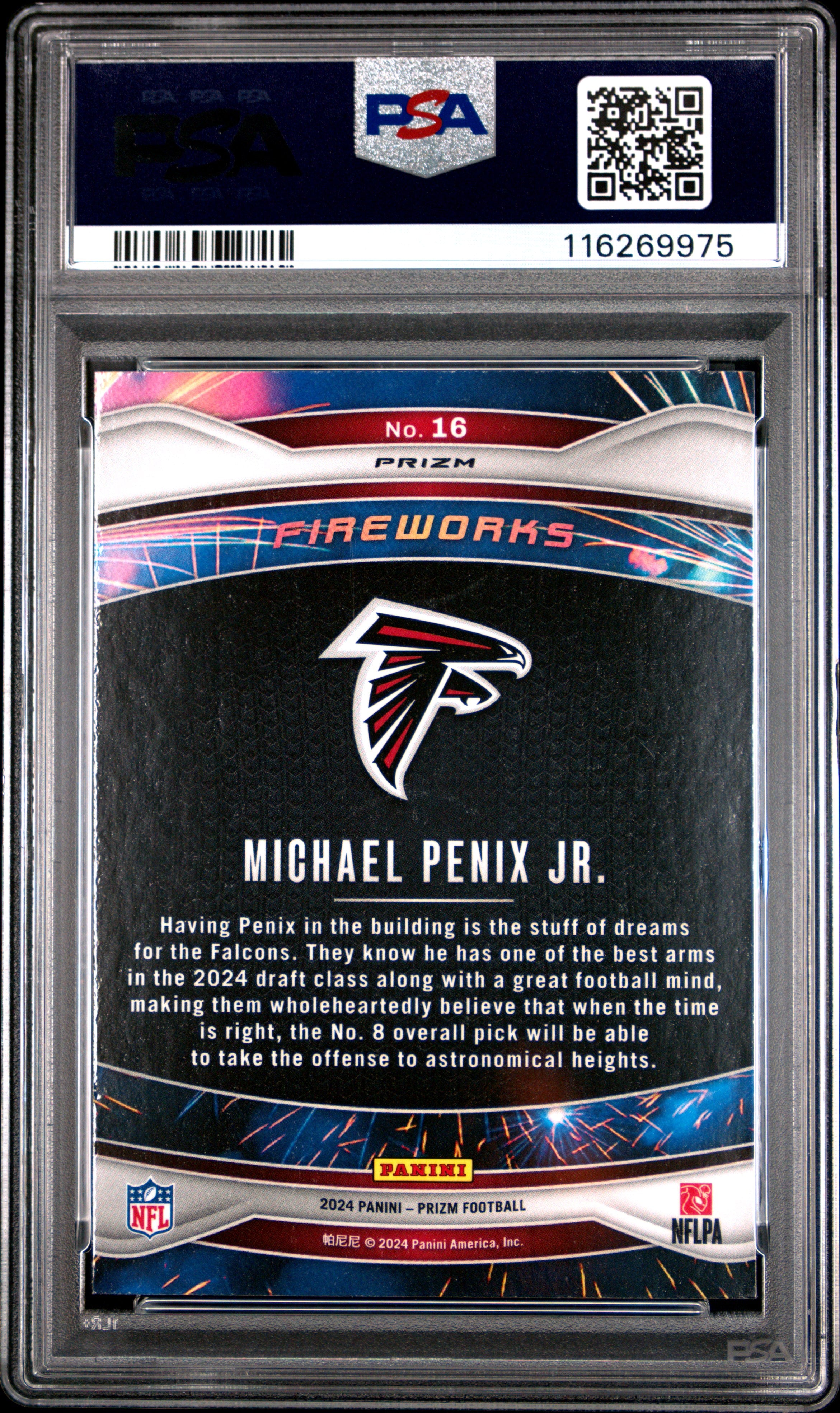 2024 Prizm - Michael Penix JR. - Fireworks No Huddle - #16 - PSA 9