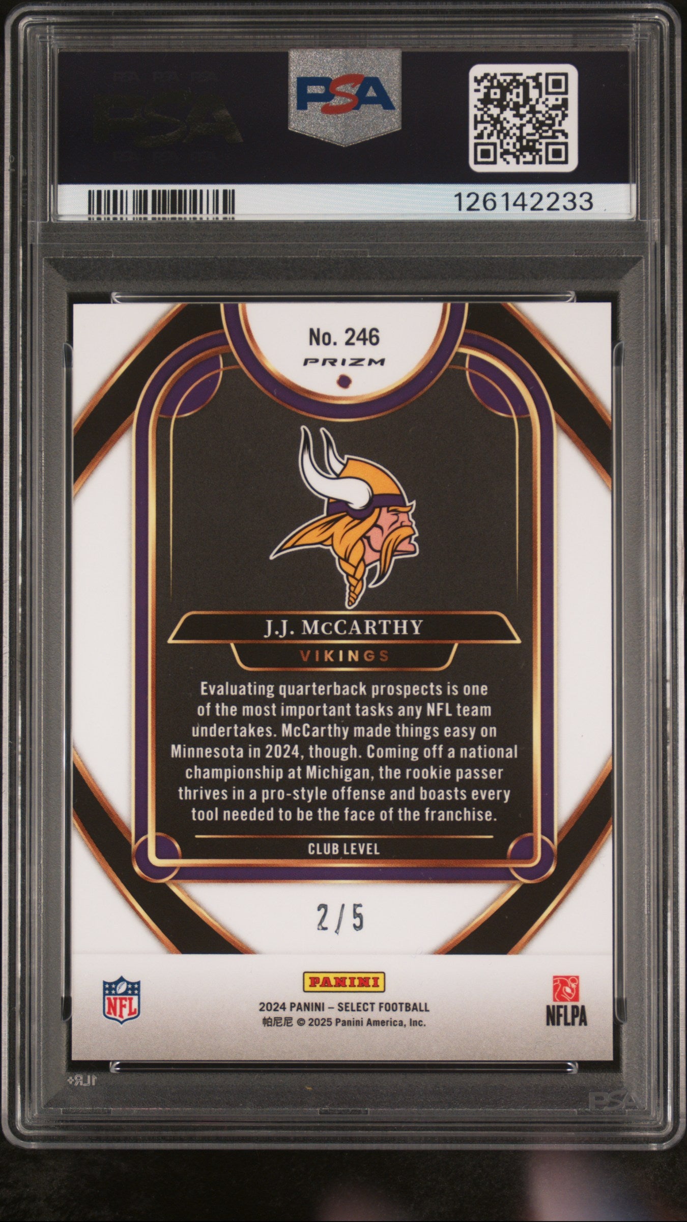 2024 Select - JJ Mccarthy - Green Disco /5 - #246 PSA 9