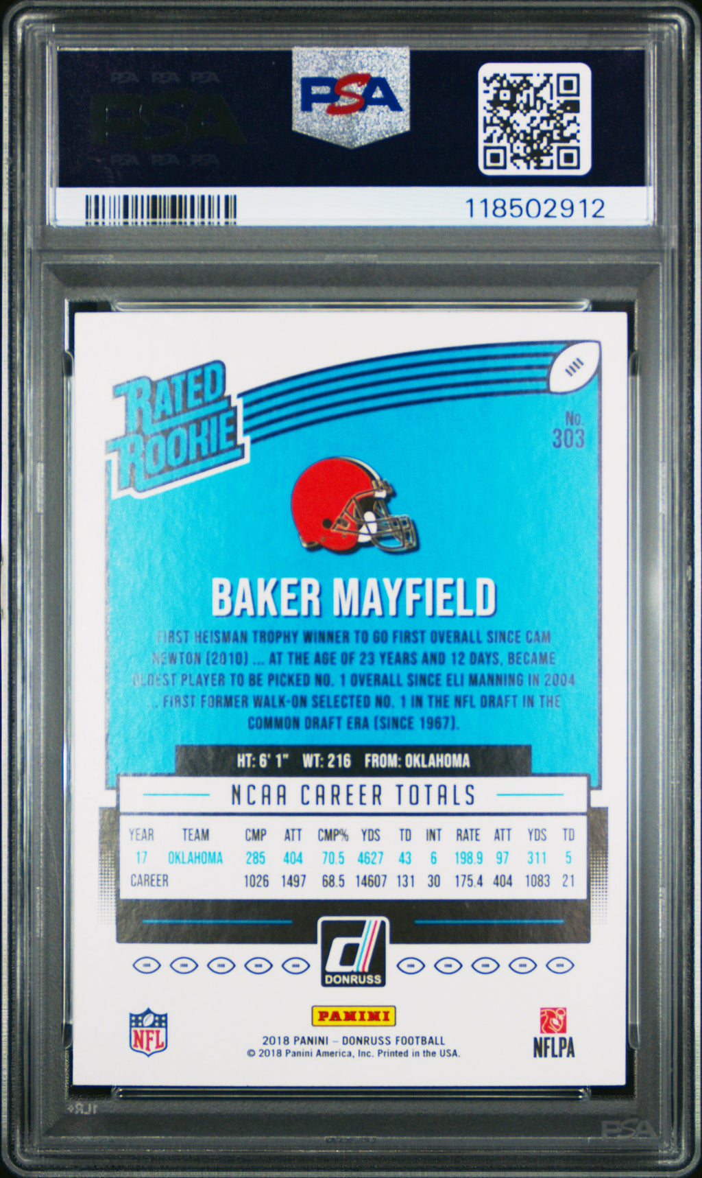 2018 Donruss - Baker Mayfield - Rated Rookie - #303 - PSA 10 - GEM MINT