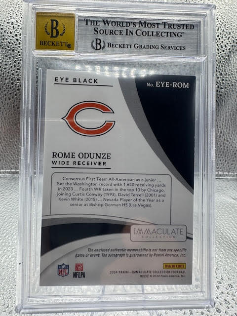 2024 Immaculate - Rome Odunze -  Rookie Eye Black Auto - #4 - BGS 8.5 Auto 10