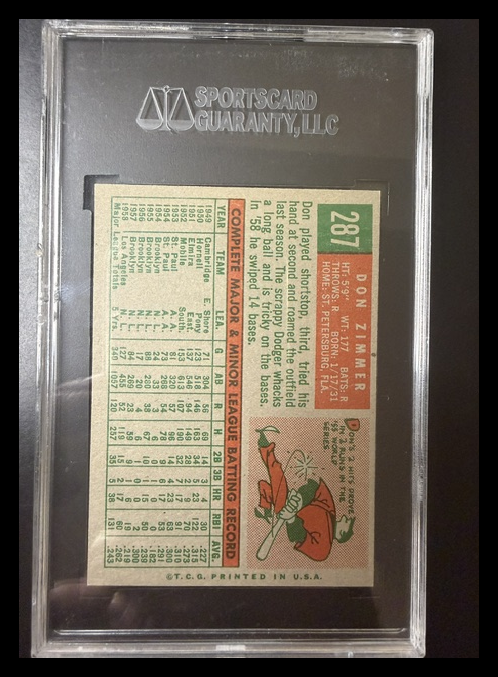 1959 Topps Don Zimmer #287 SGC 6