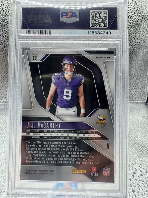 2024 Prizm - JJ McCarthy - Silver Rookie Variation - #400 - RC - PSA 9