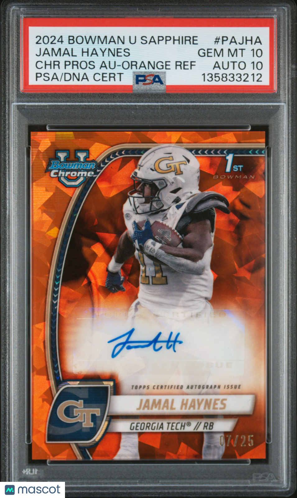 2024 Bowman Sapphire - Jamal Haynes - Orange Refractor Auto /25 - PSA 10 Auto 10