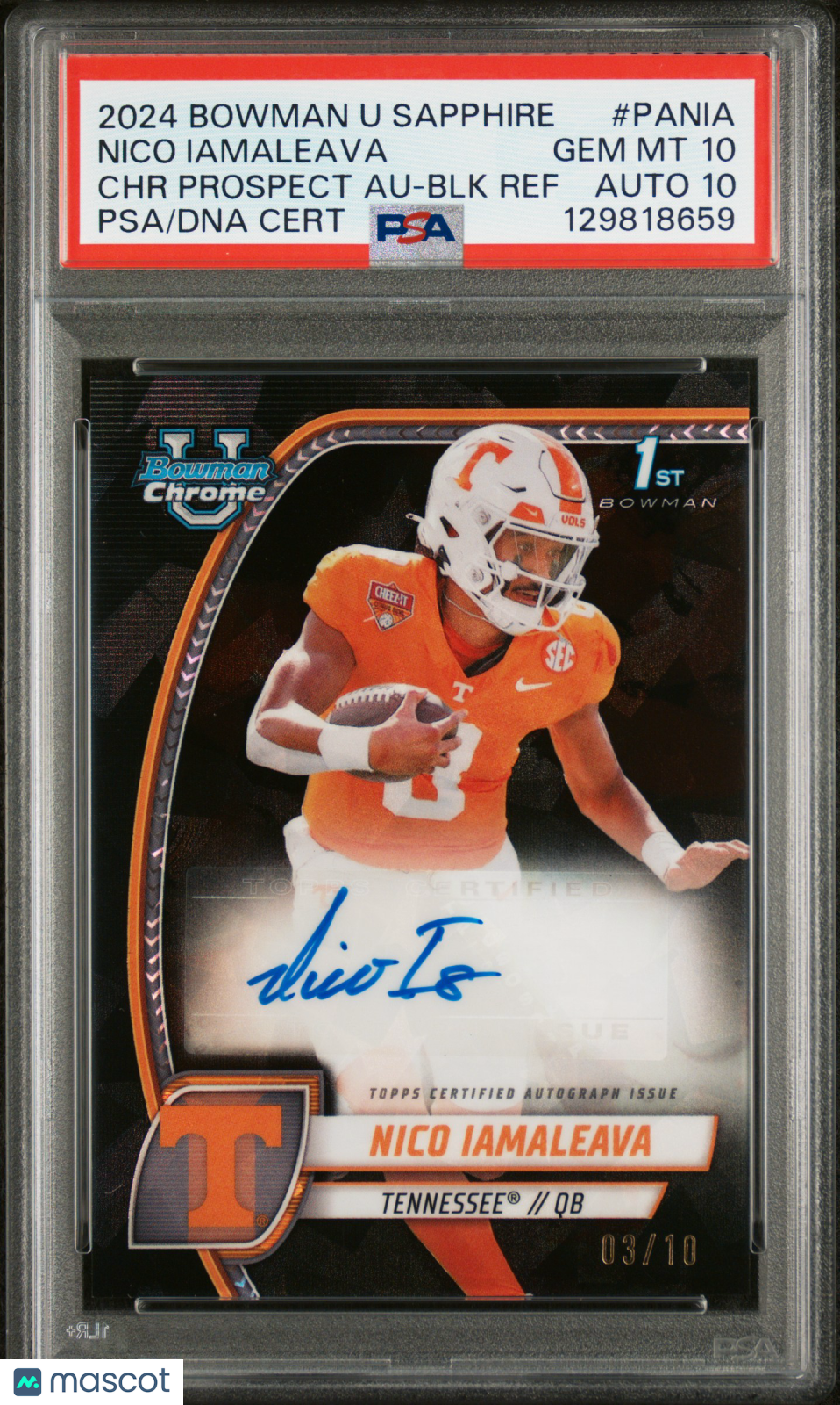 2024 Bowman Sapphire - Nico Iamaleava - Black Auto /10-PSA 10 Auto 10 - GEM MINT