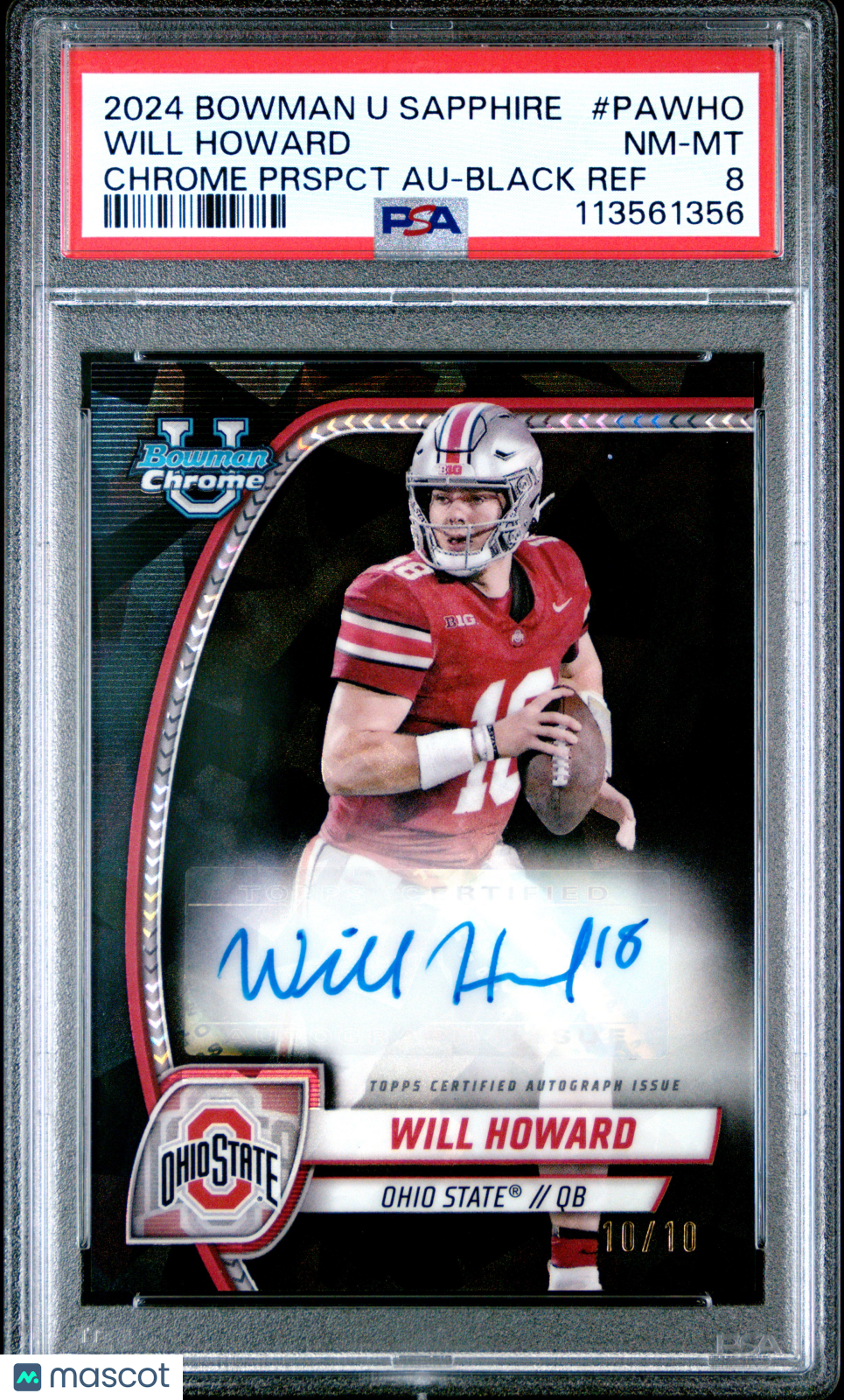 2024 Bowman Sapphire - Will Howard - Black AUto 10/10 -  #PAWHO - PSA 8