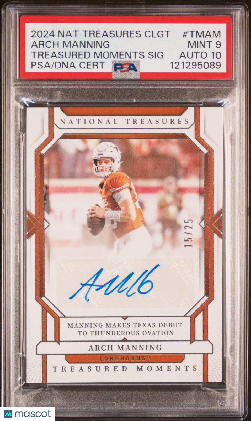 2024 National Treasures - Arch Manning - Treasured Moments Auto /25 -PSA 9