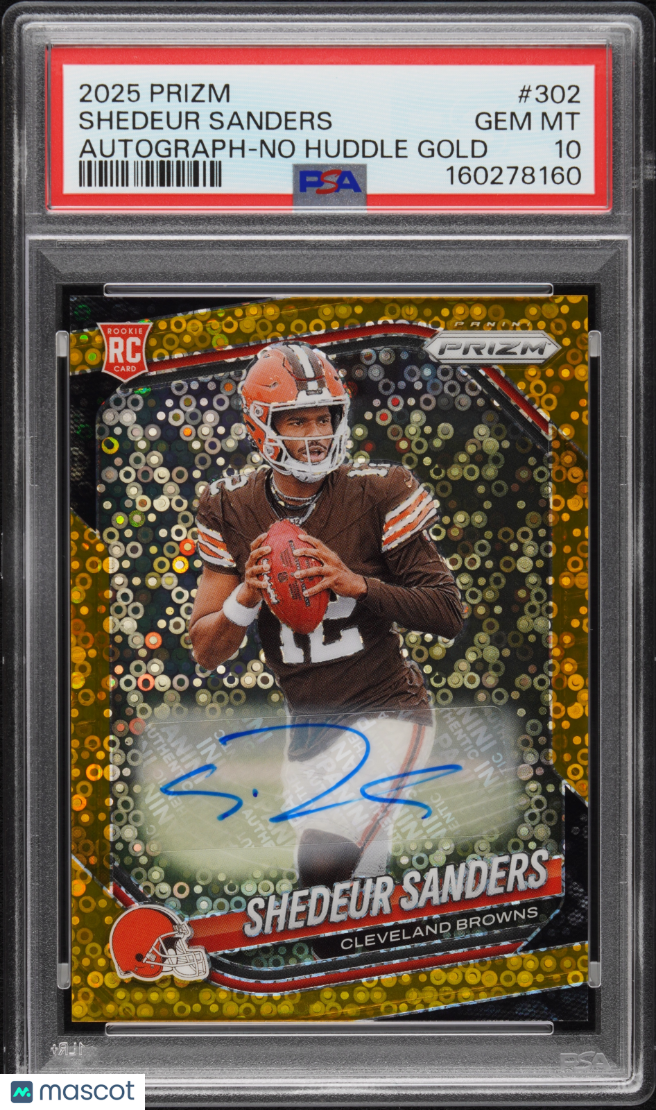 2025 Panini Prizm Shedeur Sanders Autograph No Huddle Gold Rookie #302 PSA 10