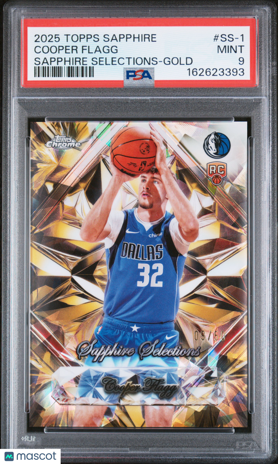 2025 Topps Chrome Sapphire Selections Cooper Flagg Gold 09/60 #SS-1 PSA 9