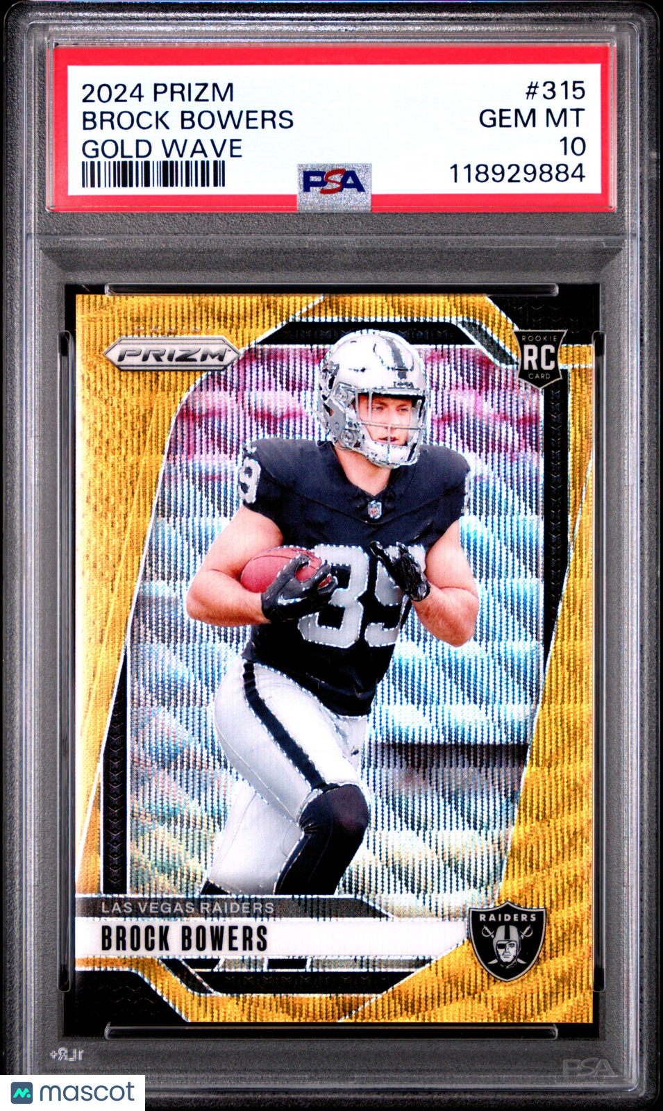 2024 Prizm - Brock Bowers - Gold Wave /10 #315 - RC Rookie- PSA 10 GEM MINT
