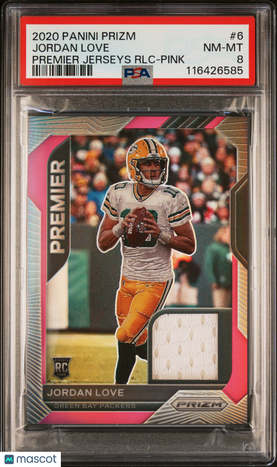 2020 Prizm - Jordan Love - Premier Jerseys Relics Pink - #6 - PSA 8