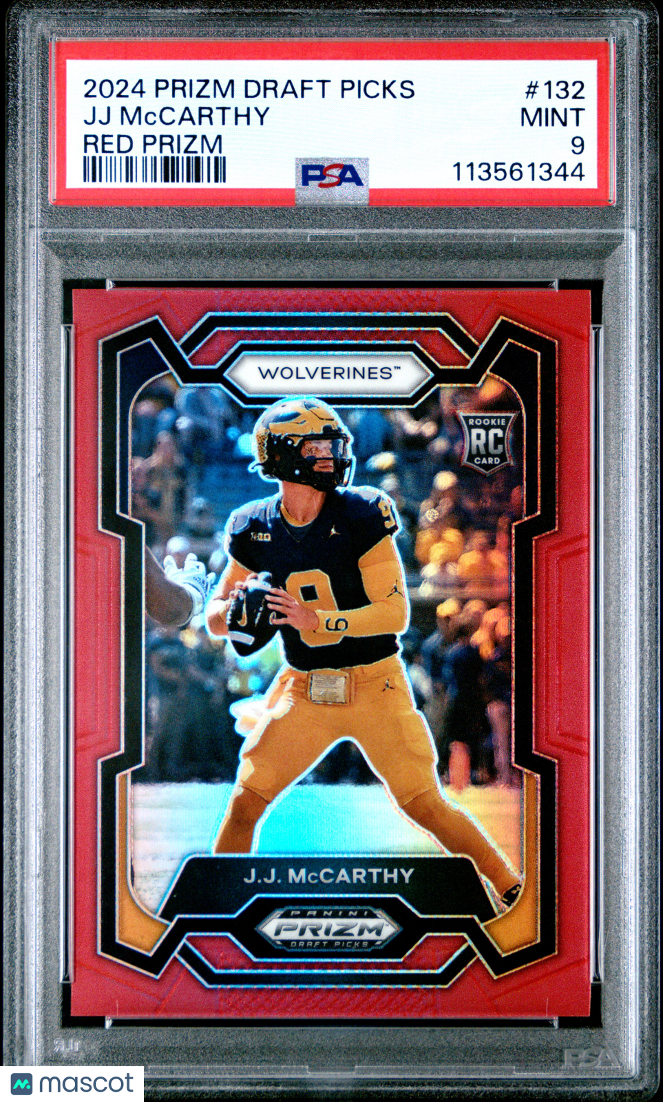 2024 Panini Prizm Draft Picks JJ Mccarthy Red #132 PSA 9