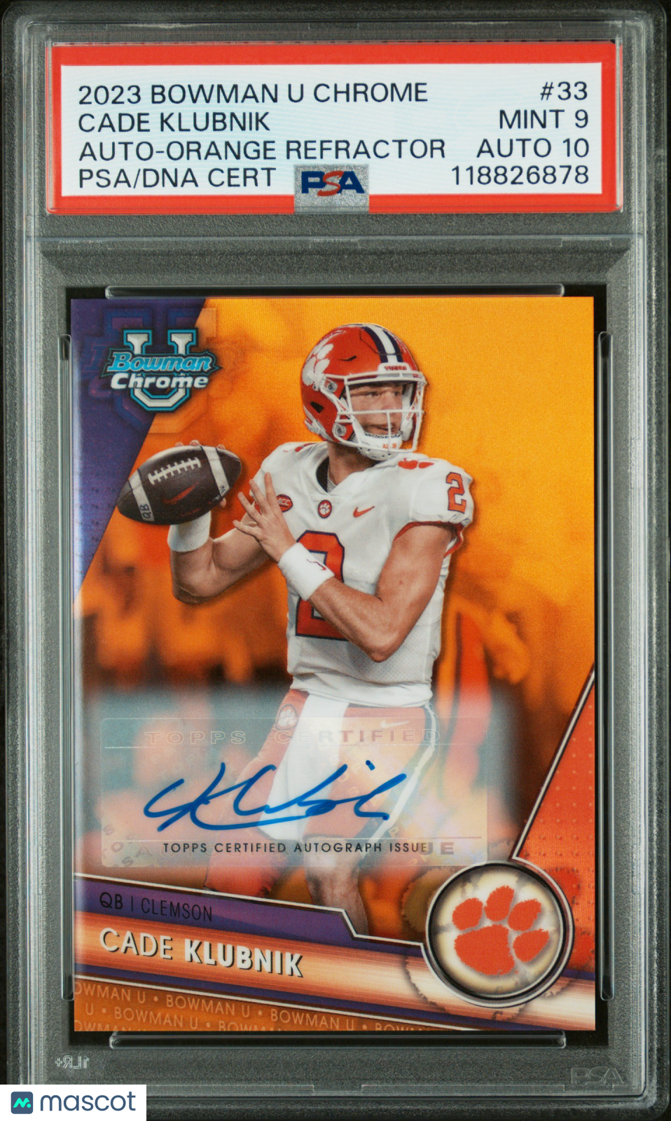 2023 Bowman Chrome - Cade Klubnik Auto - Orange Auto /25 - #33 - PSA 9 Auto 10