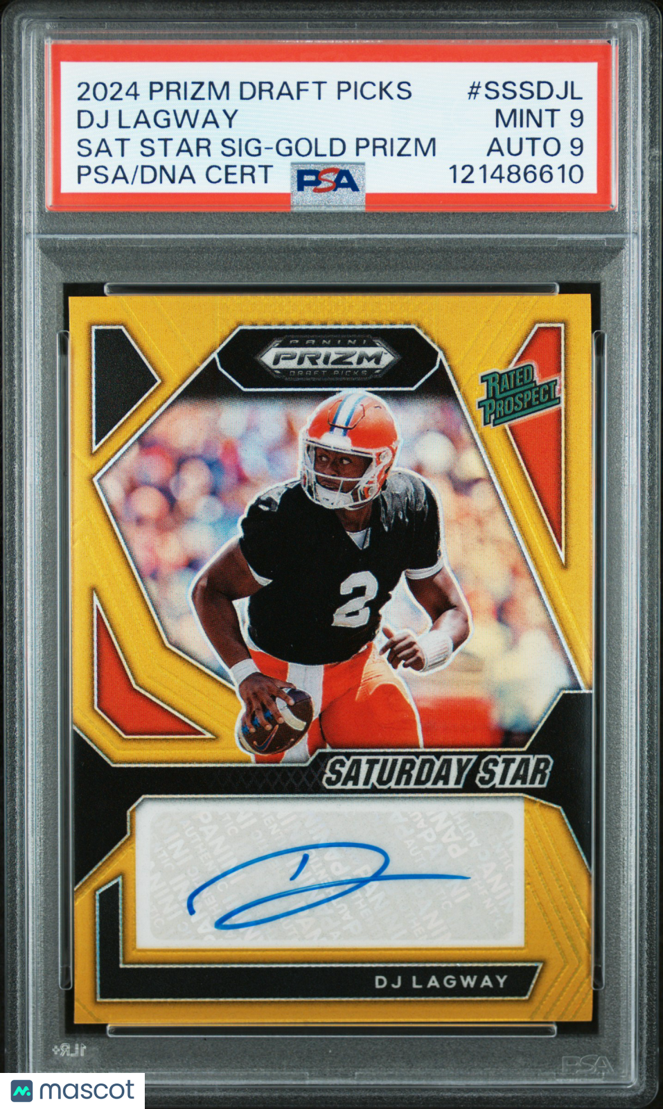 2024 Prizm Draft Picks - DJ Lagway - Saturday Star Signatures Gold /10 - PSA 9