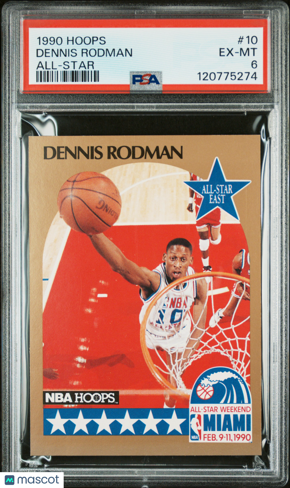 1990 Hoops - Dennis Rodman - All Star - #10 - PSA 6