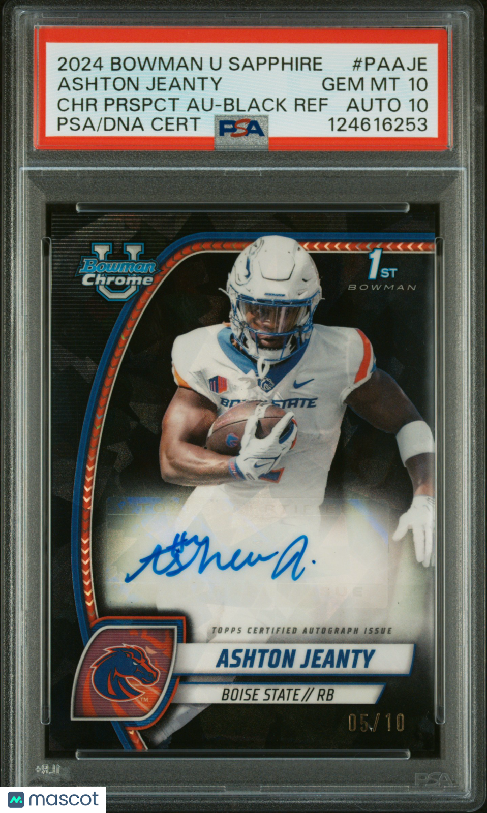 2024 Bowman Sapphire- Ashton Jeanty - Black Auto /10 - PSA 10 Auto 10-GEM MINT