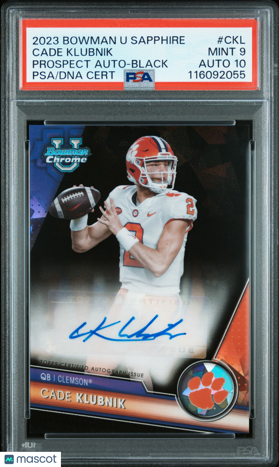 2023 Bowman Sapphire - Cade Klubnik - Black Auto /10 - #CKL - PSA 9 Auto 10