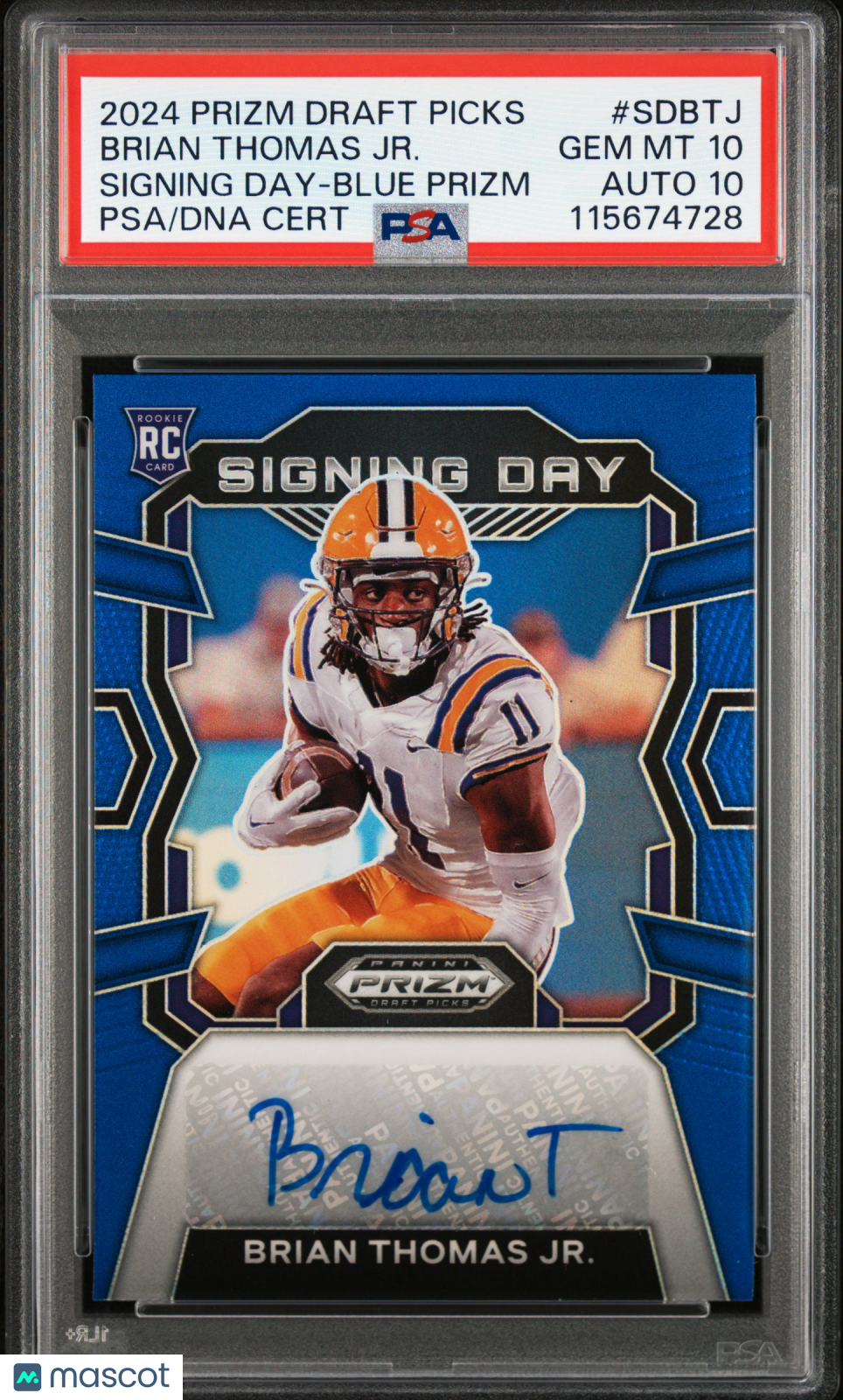 2024 Prizm Draft Picks - Brian Thomas Jr. - Blue Prizm Signing Day /149 -PSA 10