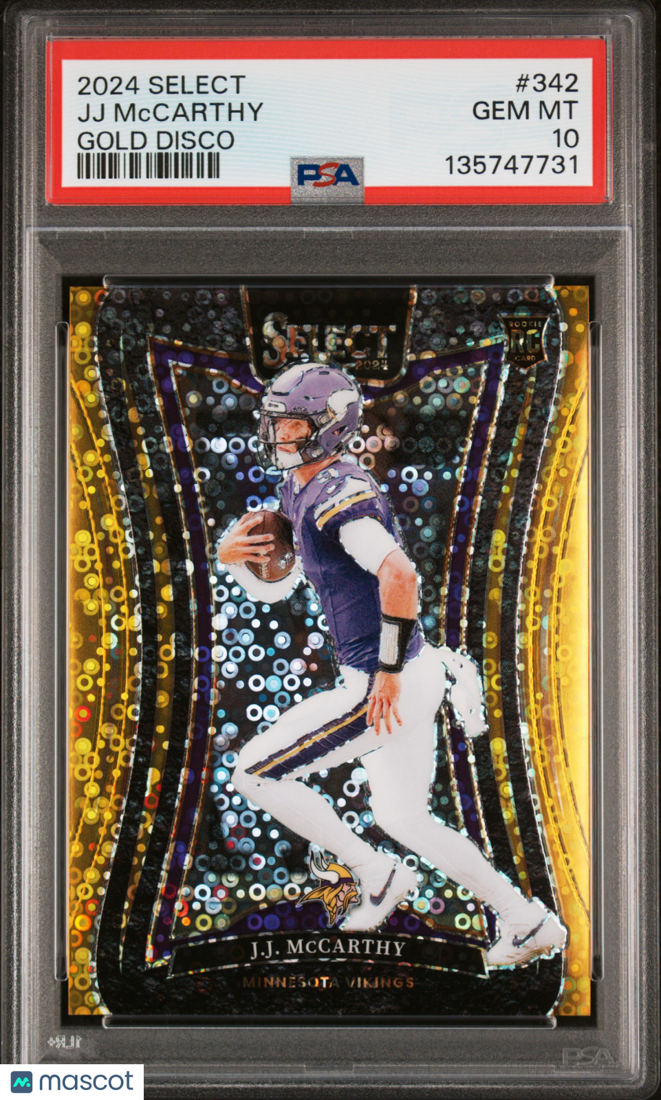 2024 Select - J.J. McCarthy - Gold Disco /10 -#342- RC Rookie - PSA 10 GEM MINT