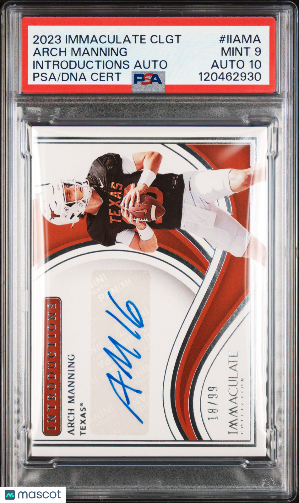 2023 Immaculate - Arch Manning -  Introductions Auto /99-#IIAMA- PSA 9 Auto 10