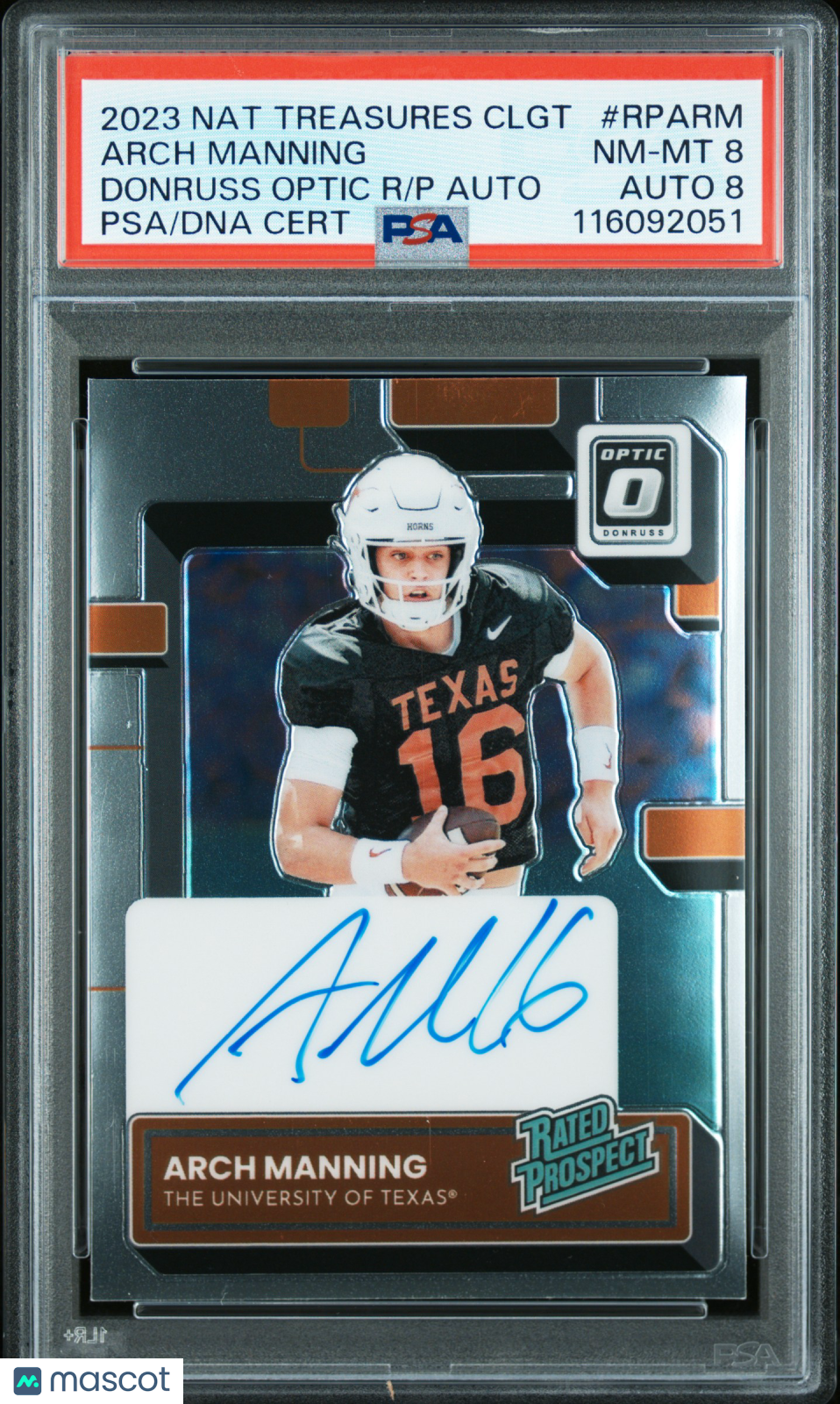 2023 National Treasures Collegiate Optic  -Arch Manning  - Auto - PSA 8
