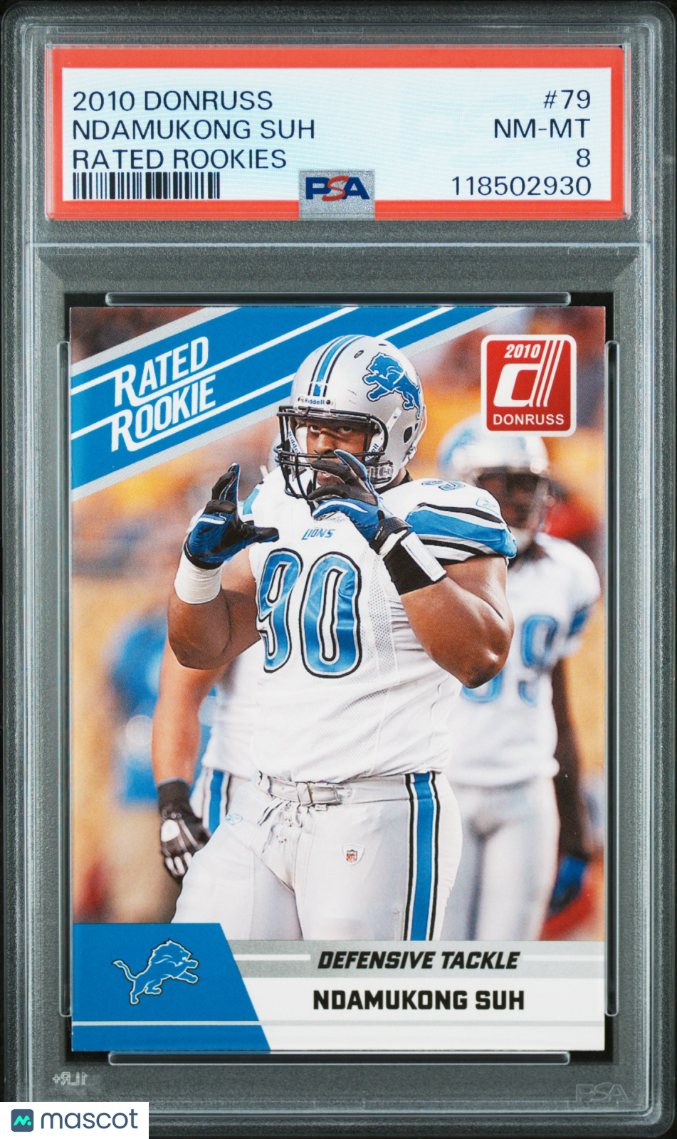 2010 Donruss Rated Rookies Ndamukong Suh Rookie #79 PSA 8