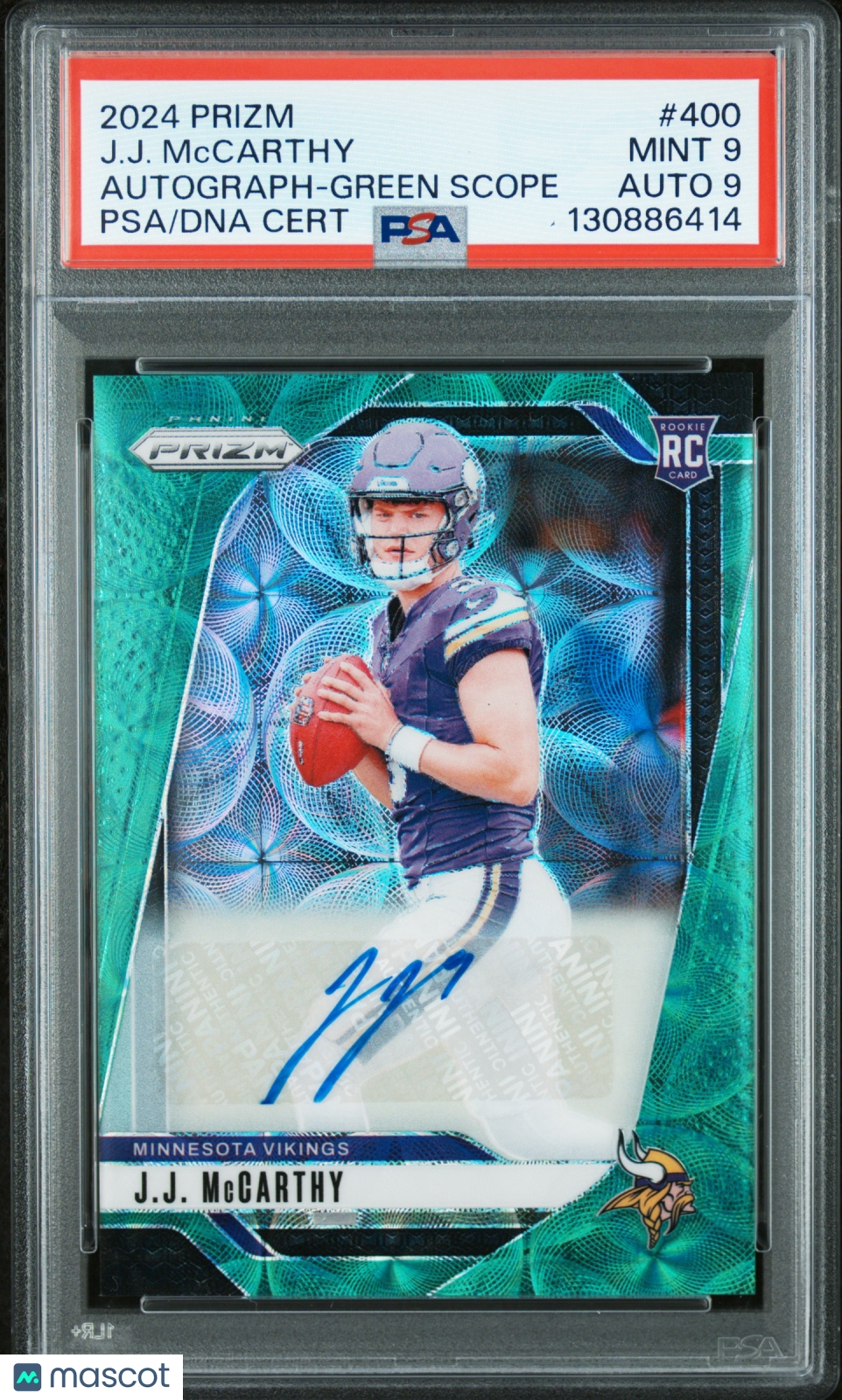 2024 Prizm - JJ McCarthy - Green Scope Auto /75 - #400 - PSA 9 Auto 9