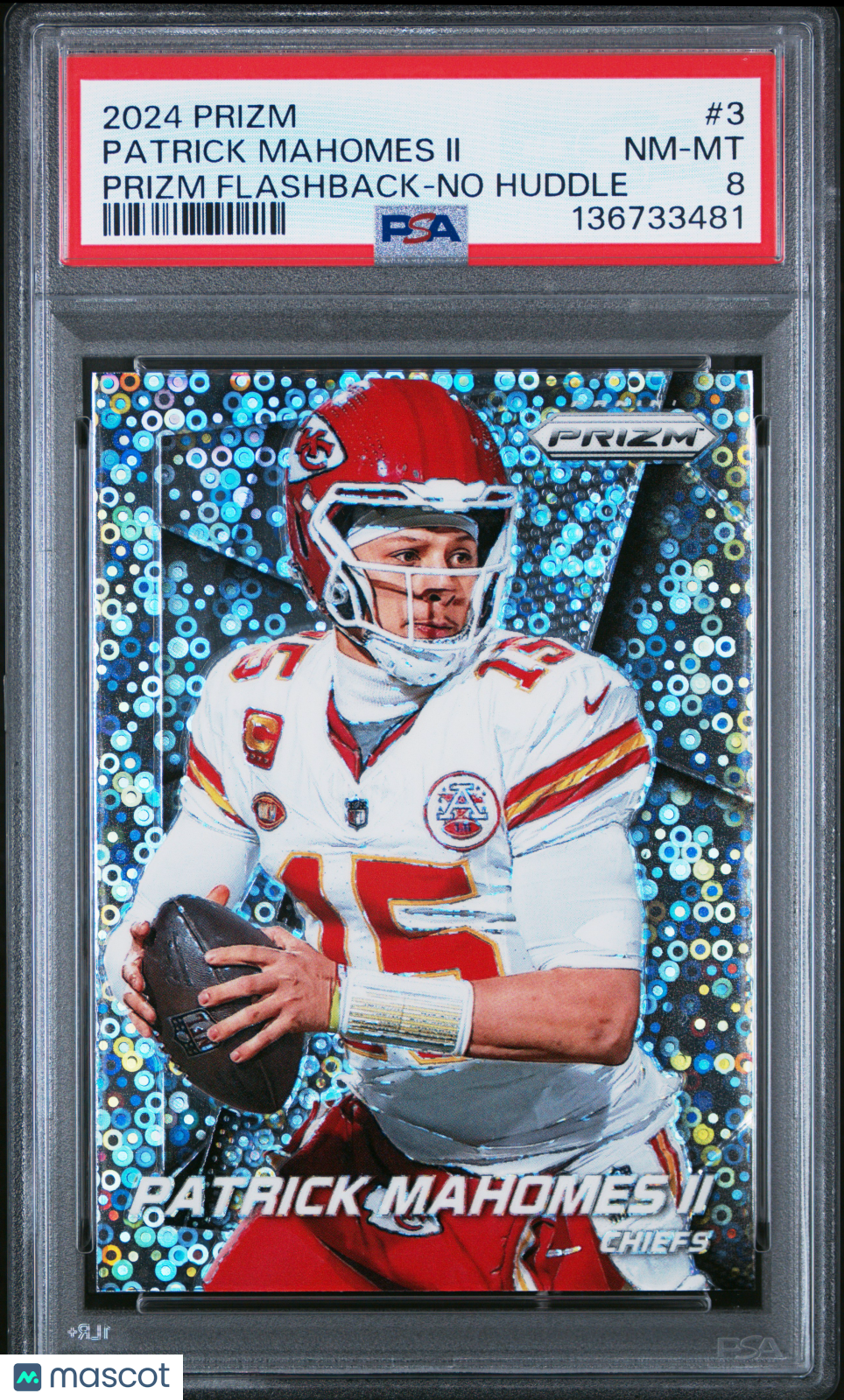 2024 Prizm - Patrick Mahomes II - Flashback No Huddle #3 - PSA 8