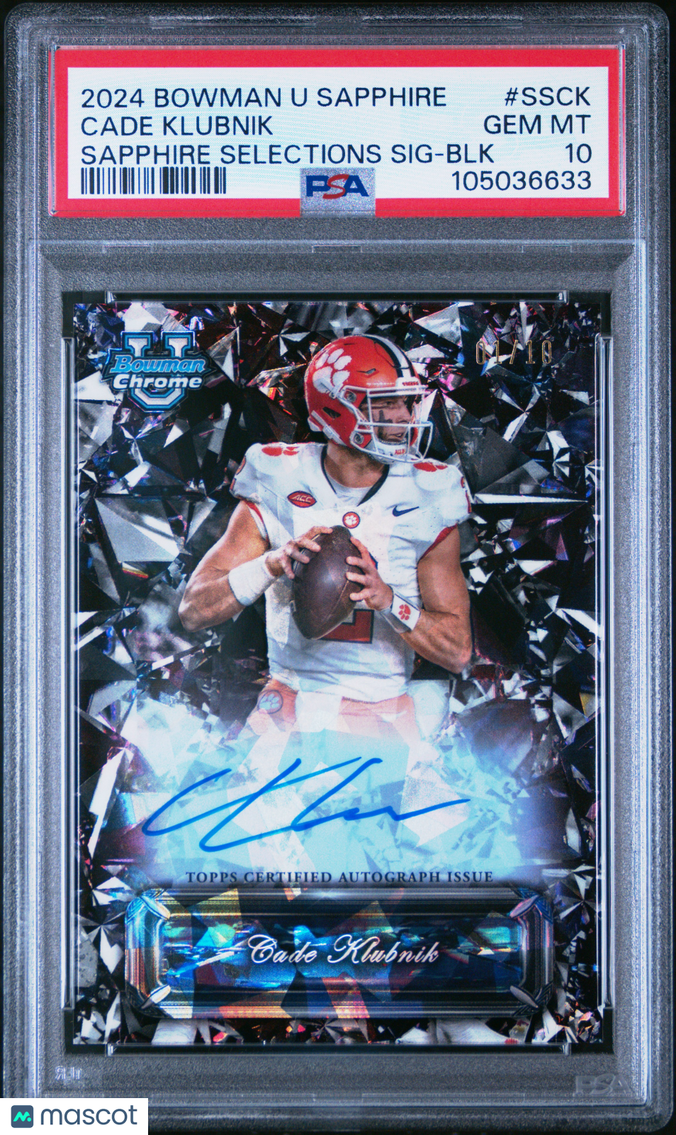 2024 Bowman Sapphire  - Cade Klubnik - Sapph. Selections Black Auto 1/10-PSA 10