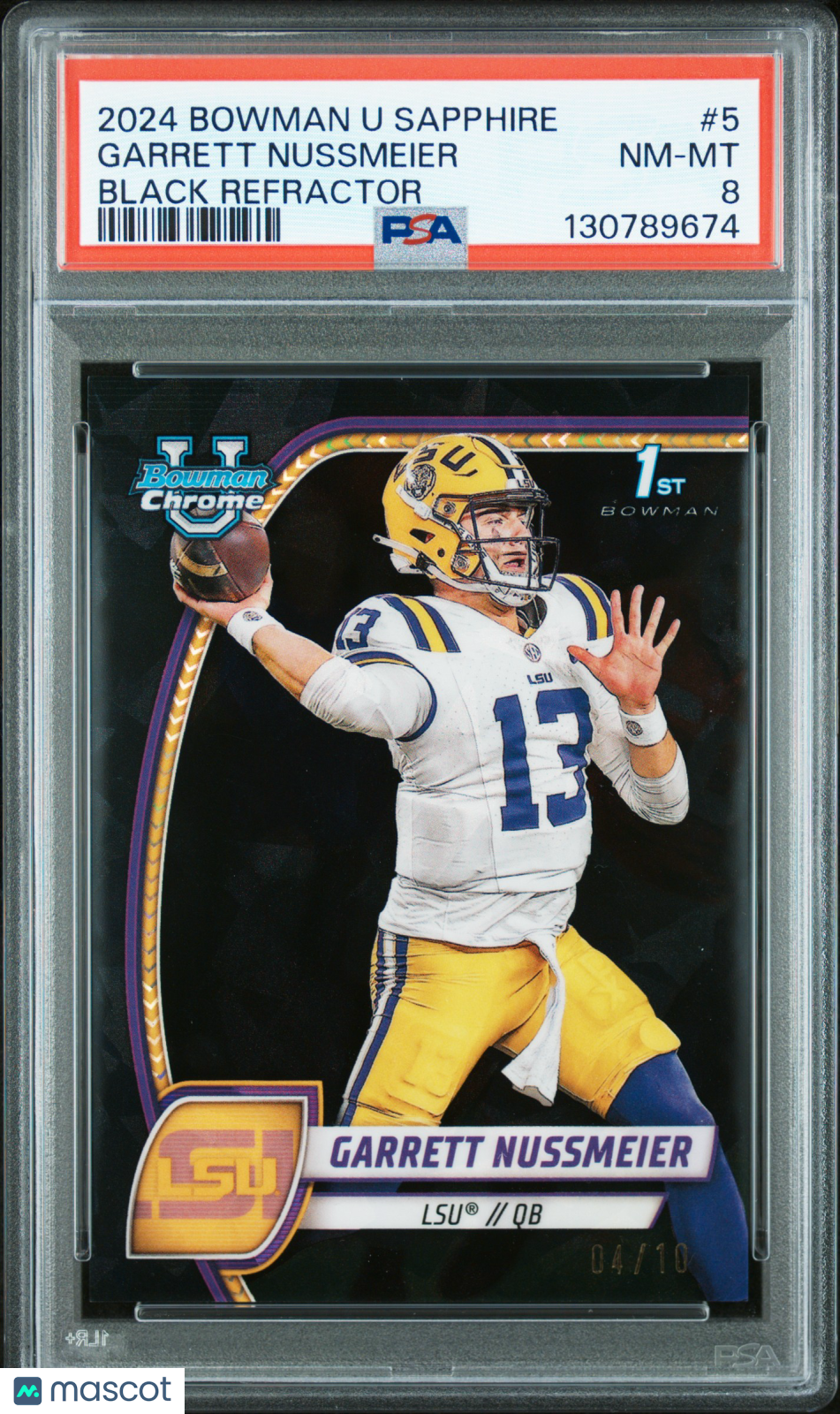 2024 Bowman Sapphire - Garrett Nussmeier - Black Refractor /10 - PSA 8