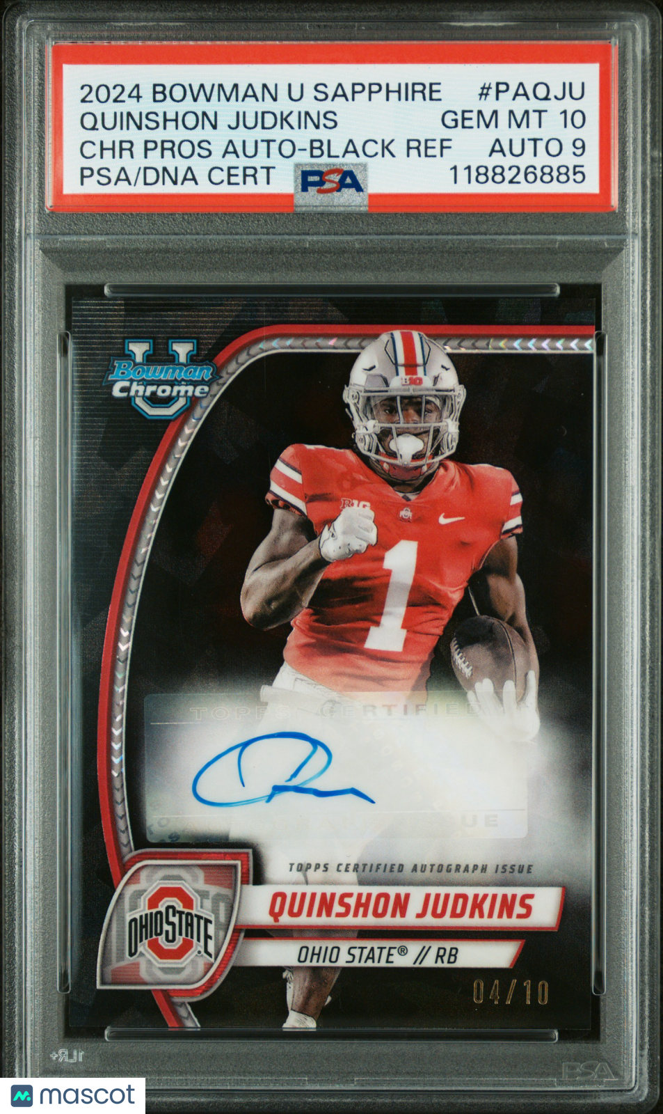 2024 Bowman Sapphire - Quinshon Judkins - Black Auto /10 - PSA 10 - GEM MINT