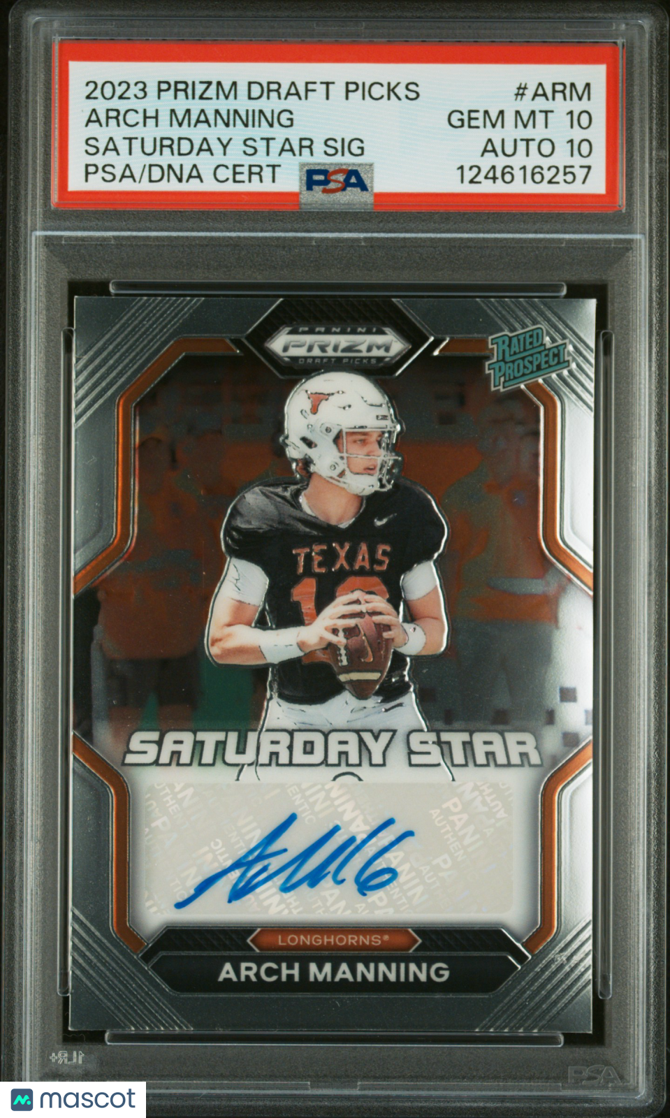 2023 Prizm Draft Picks - Arch Manning - Saturday Star Auto - PSA 10 Auto 10