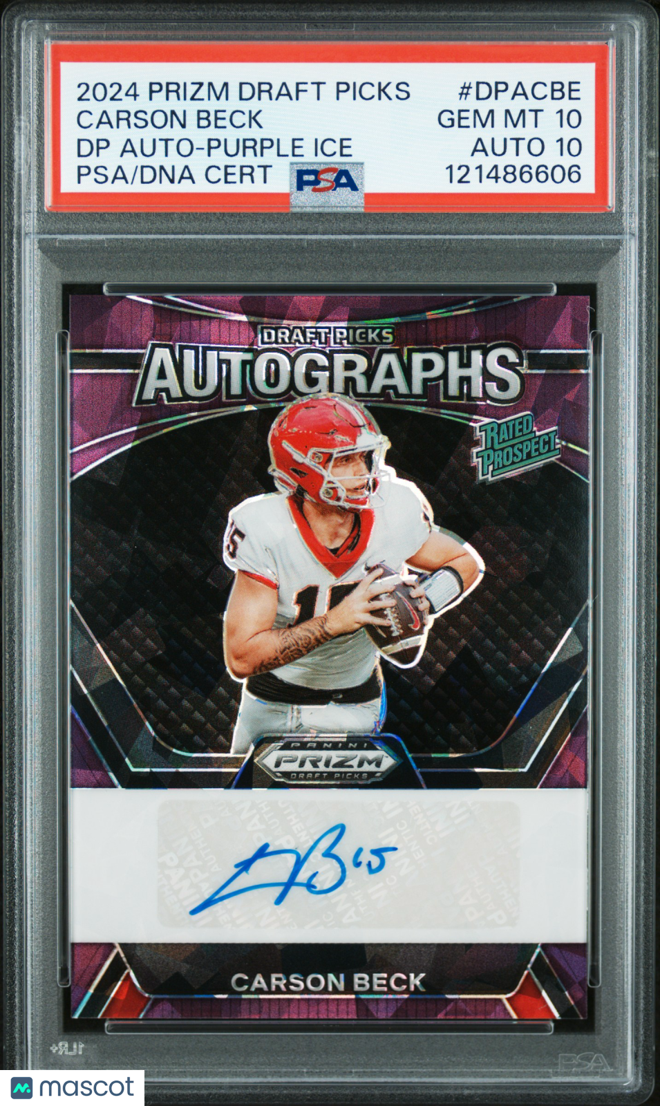 2024 Prizm Draft Picks - Carson Beck Purple Ice Auto /99 - PSA 10 Auto 10 - GEM