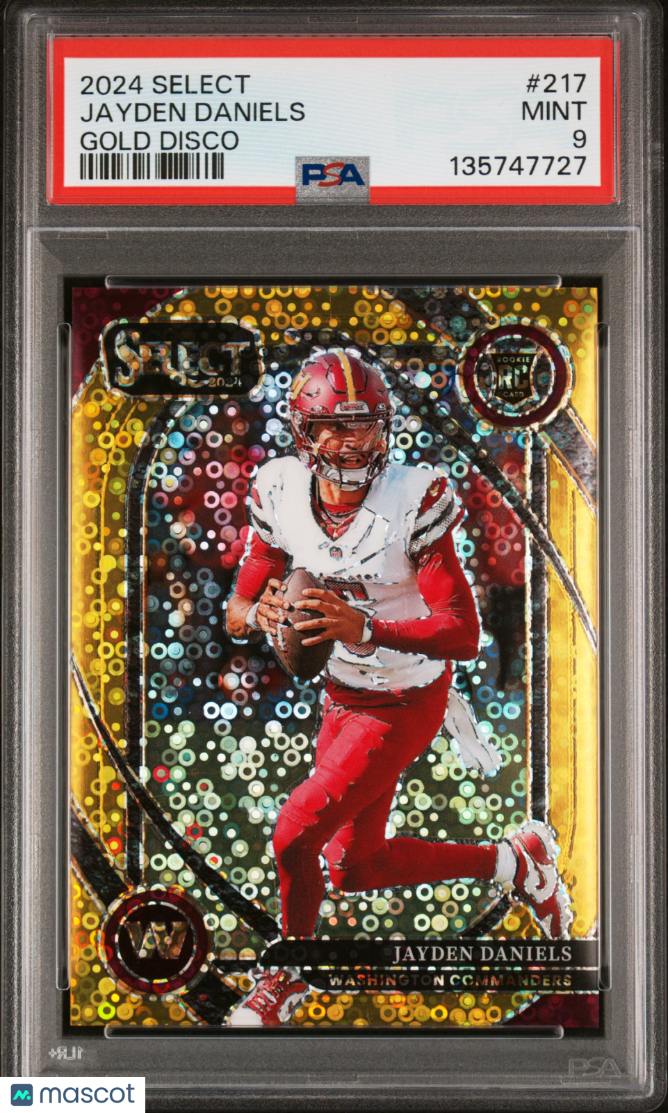 2024 Select - Jayden Daniels - Gold Disco Prizm /10 # 217 - RC Rookie - PSA 9